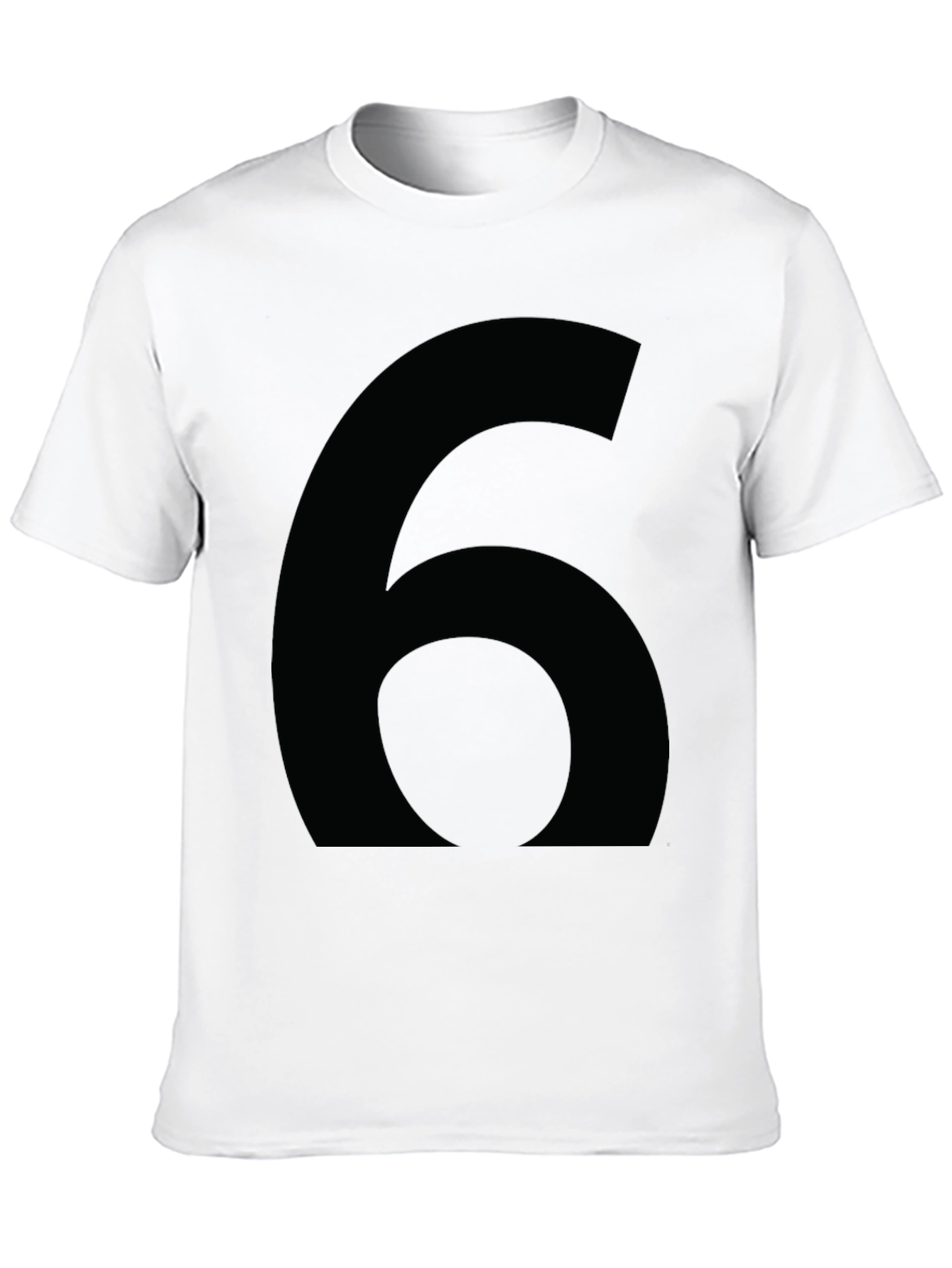 Mens Black T-Shirt with Large Number Six Graphic