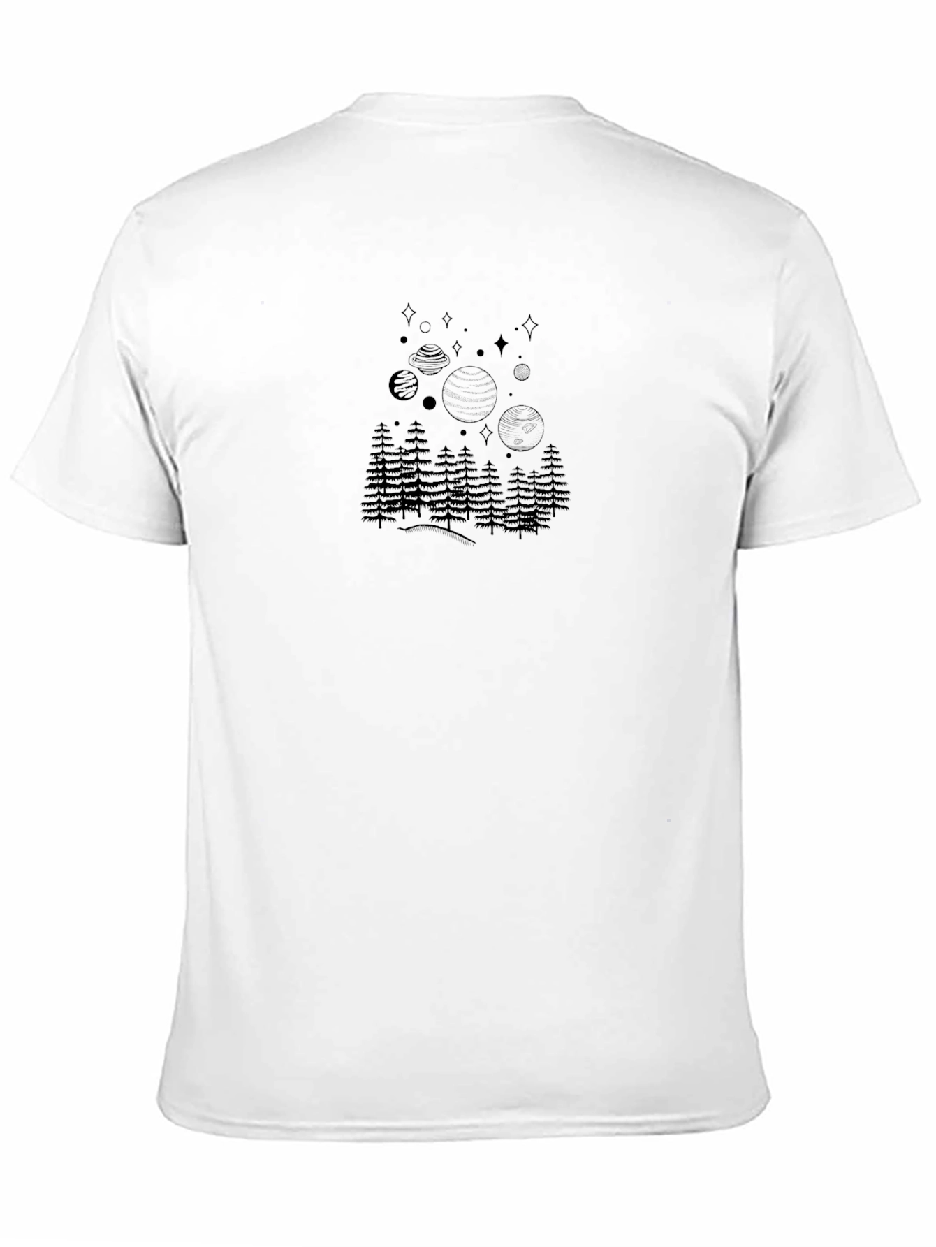 Cosmic Pine Tree Graphic Tee - Black