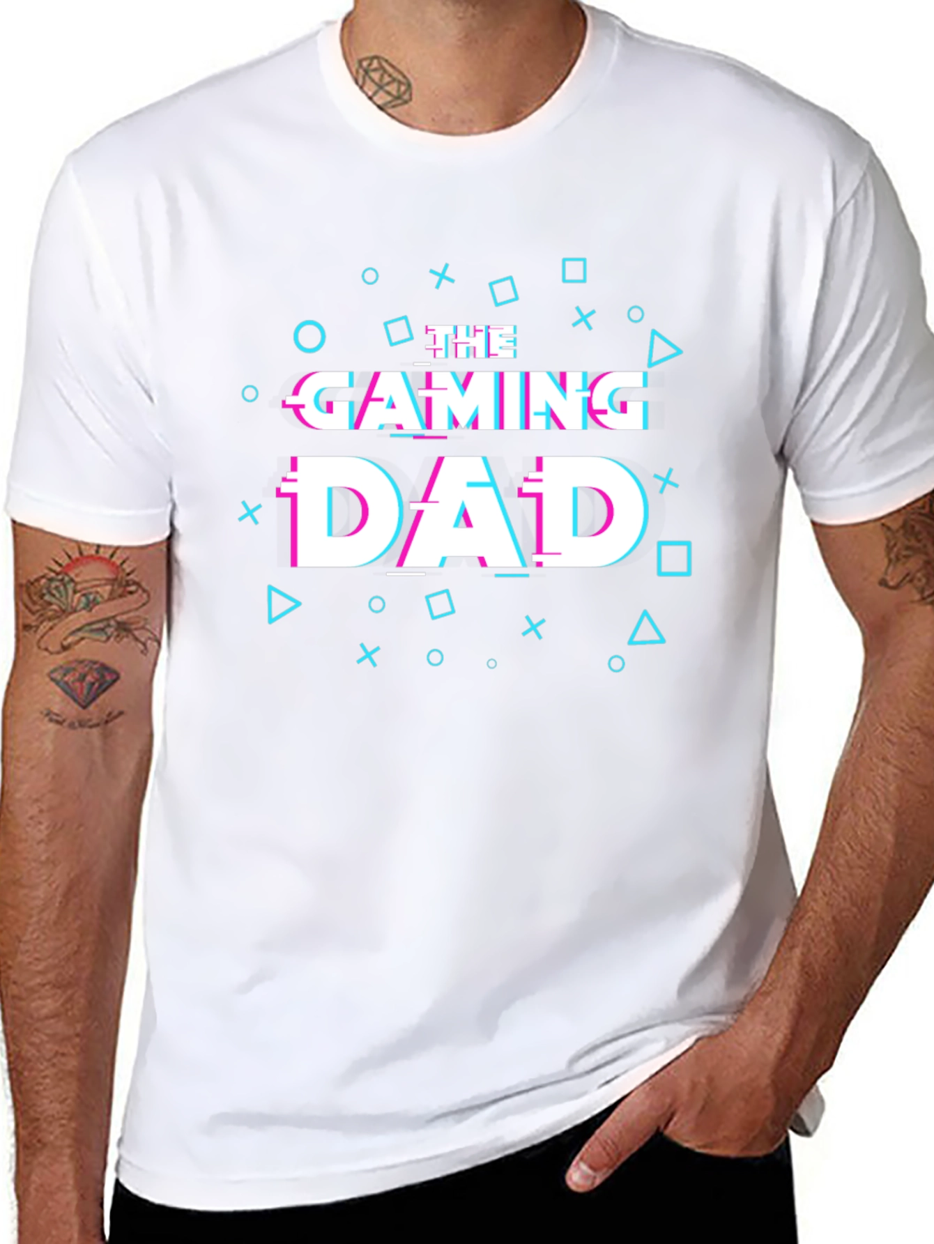 Gaming Dad Glitch Style Graphic Tee