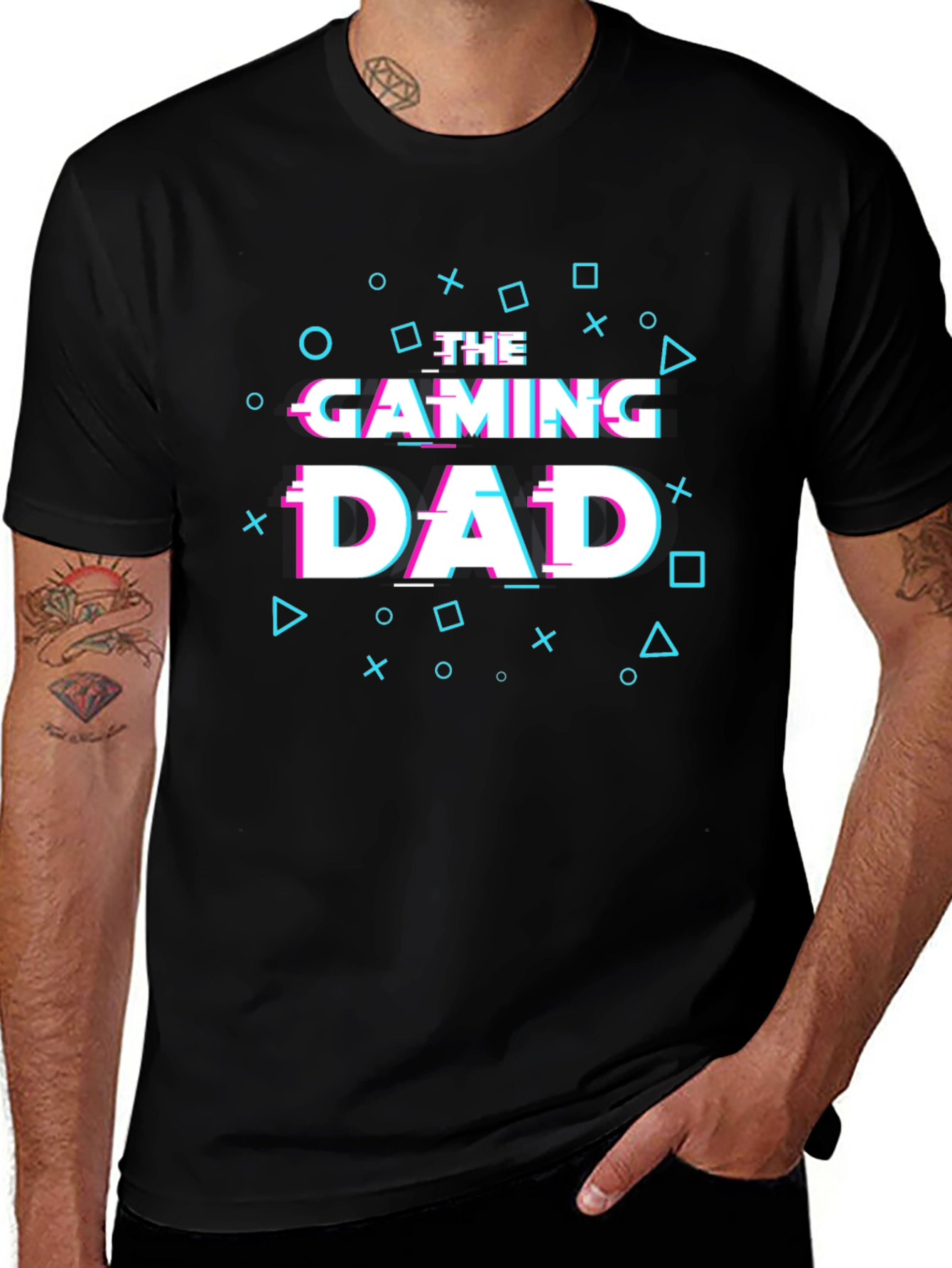 Gaming Dad Glitch Style Graphic Tee