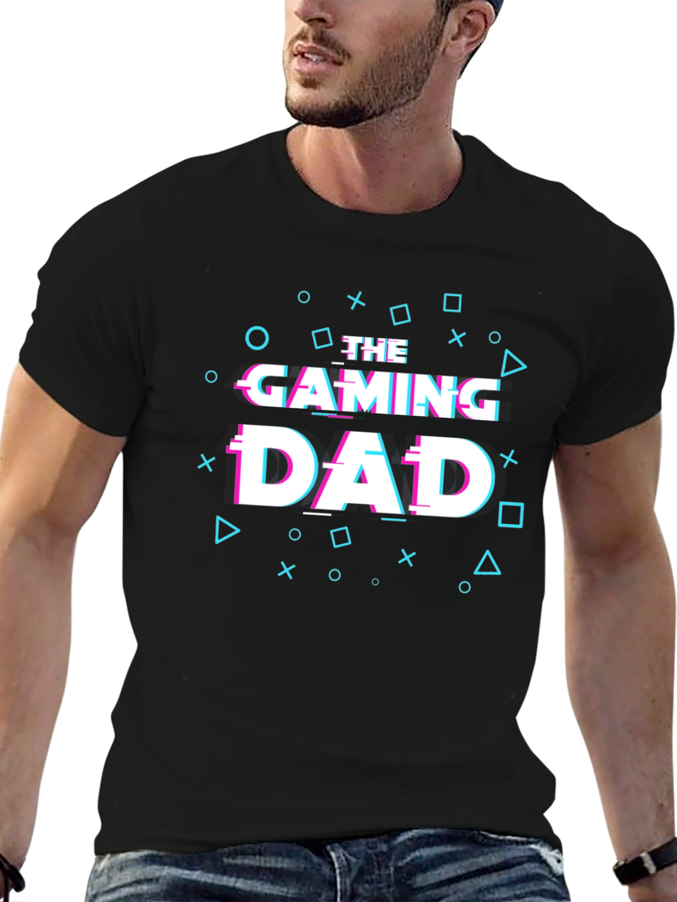 Gaming Dad Glitch Style Graphic Tee