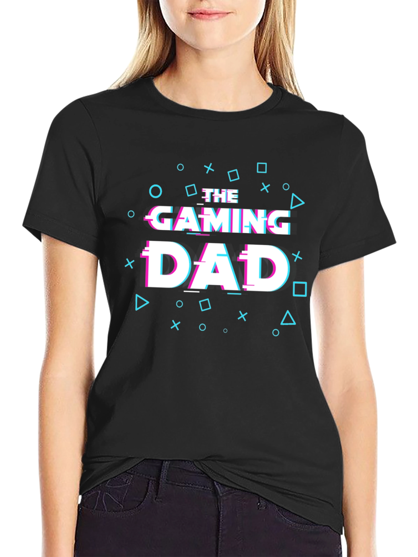 Gaming Dad Glitch Style Graphic Tee