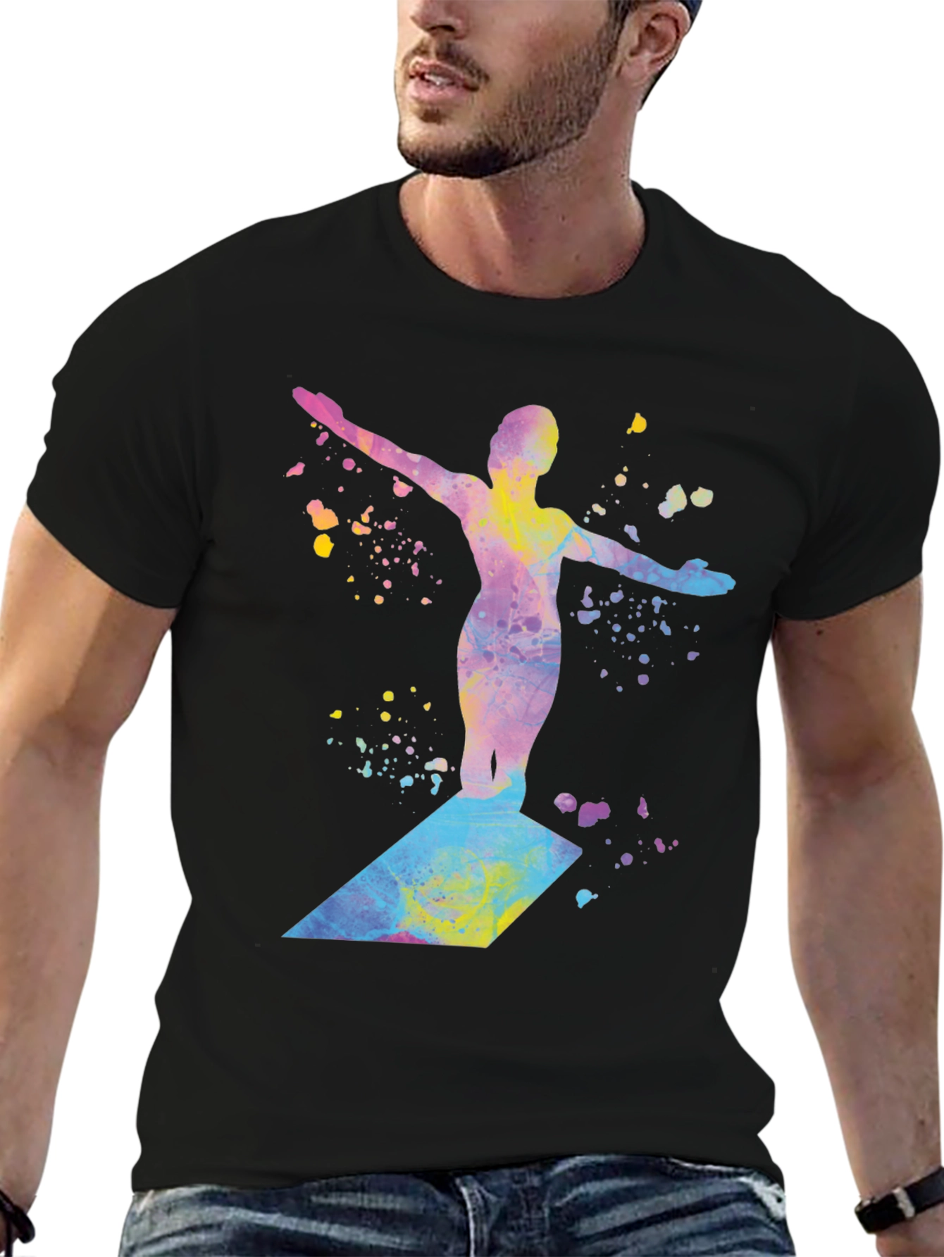 Watercolor Diver Graphic T-Shirt