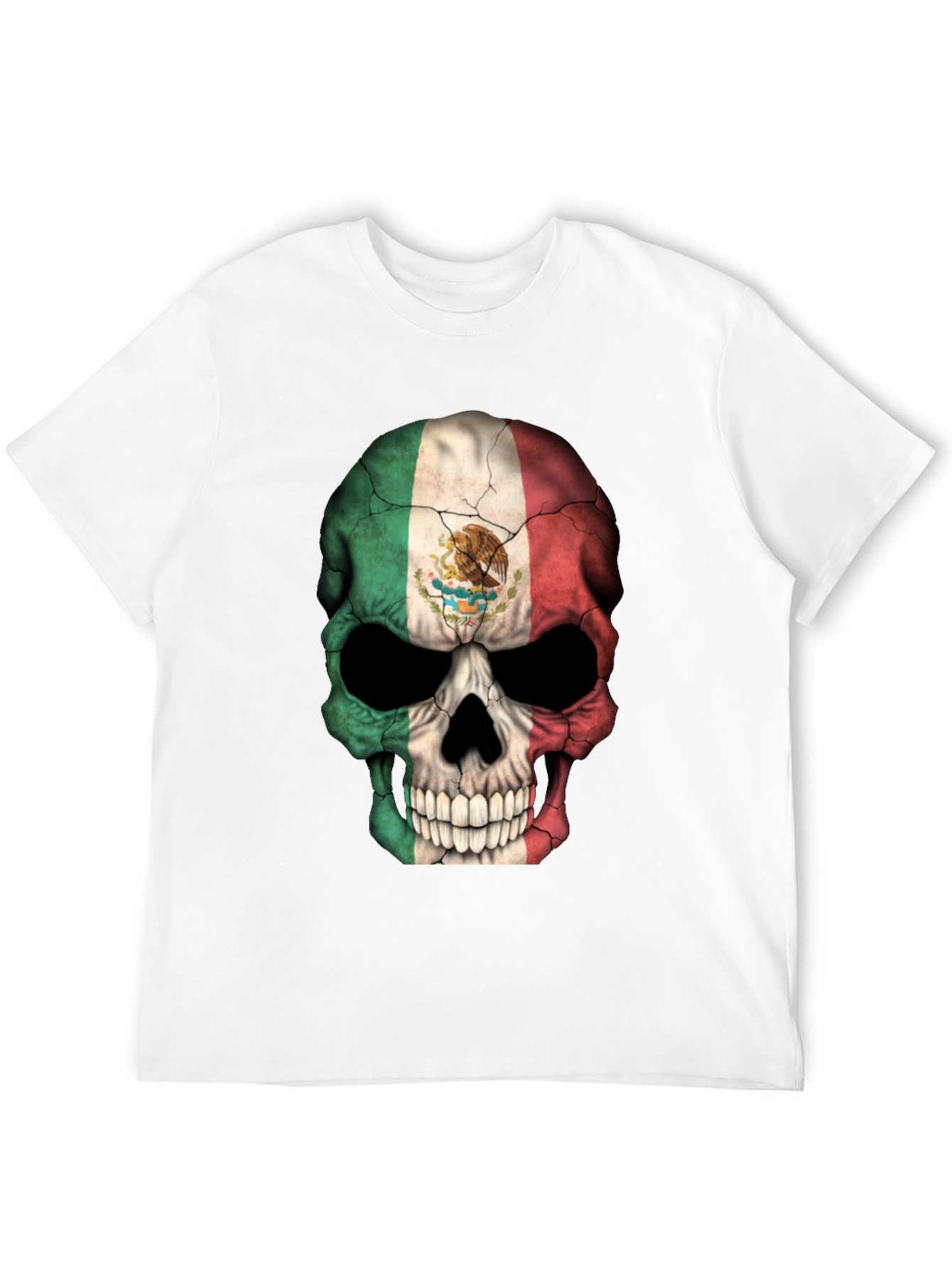 Mexican Flag Skull Graphic T-Shirt