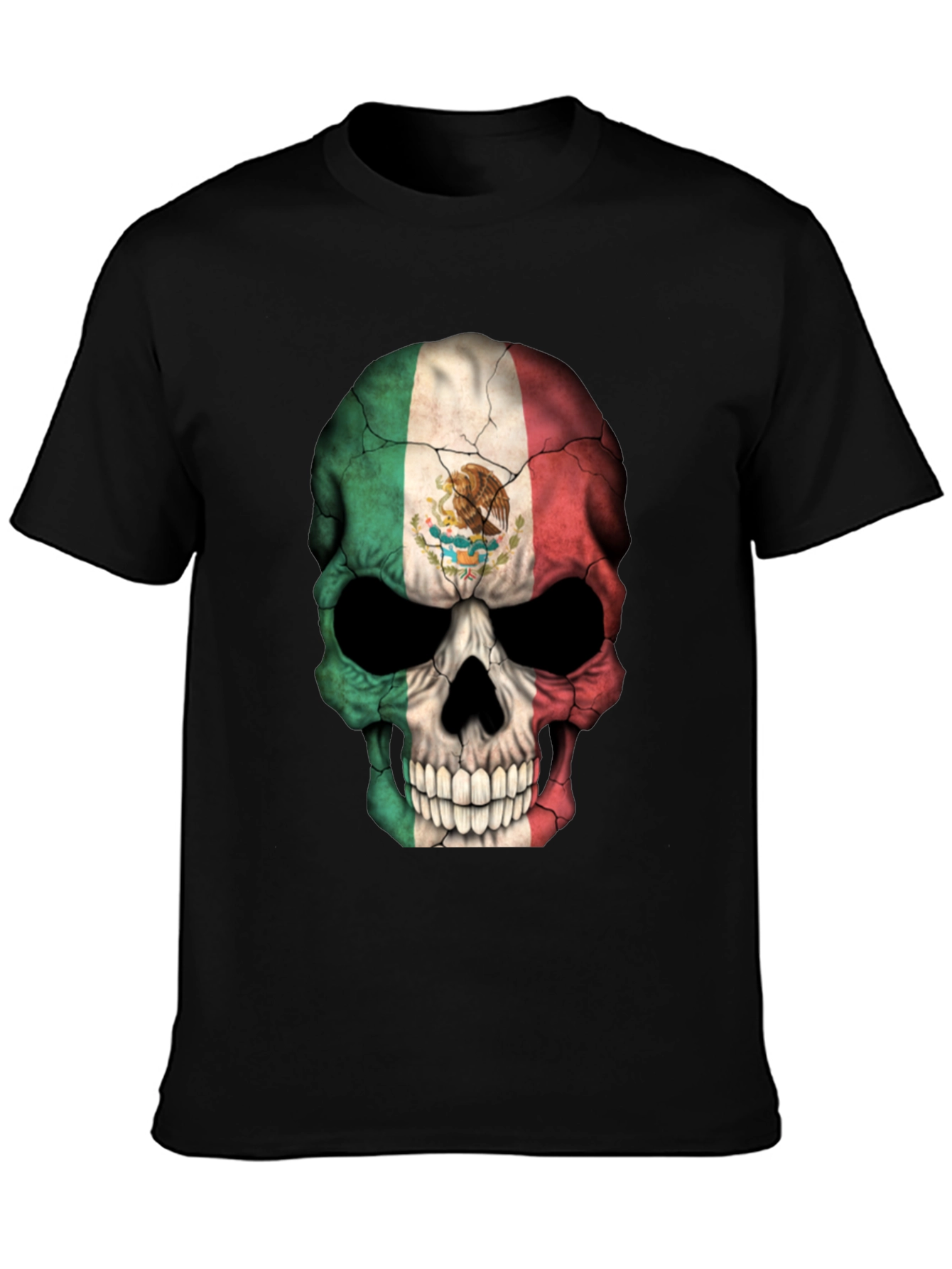 Mexican Flag Skull Graphic T-Shirt