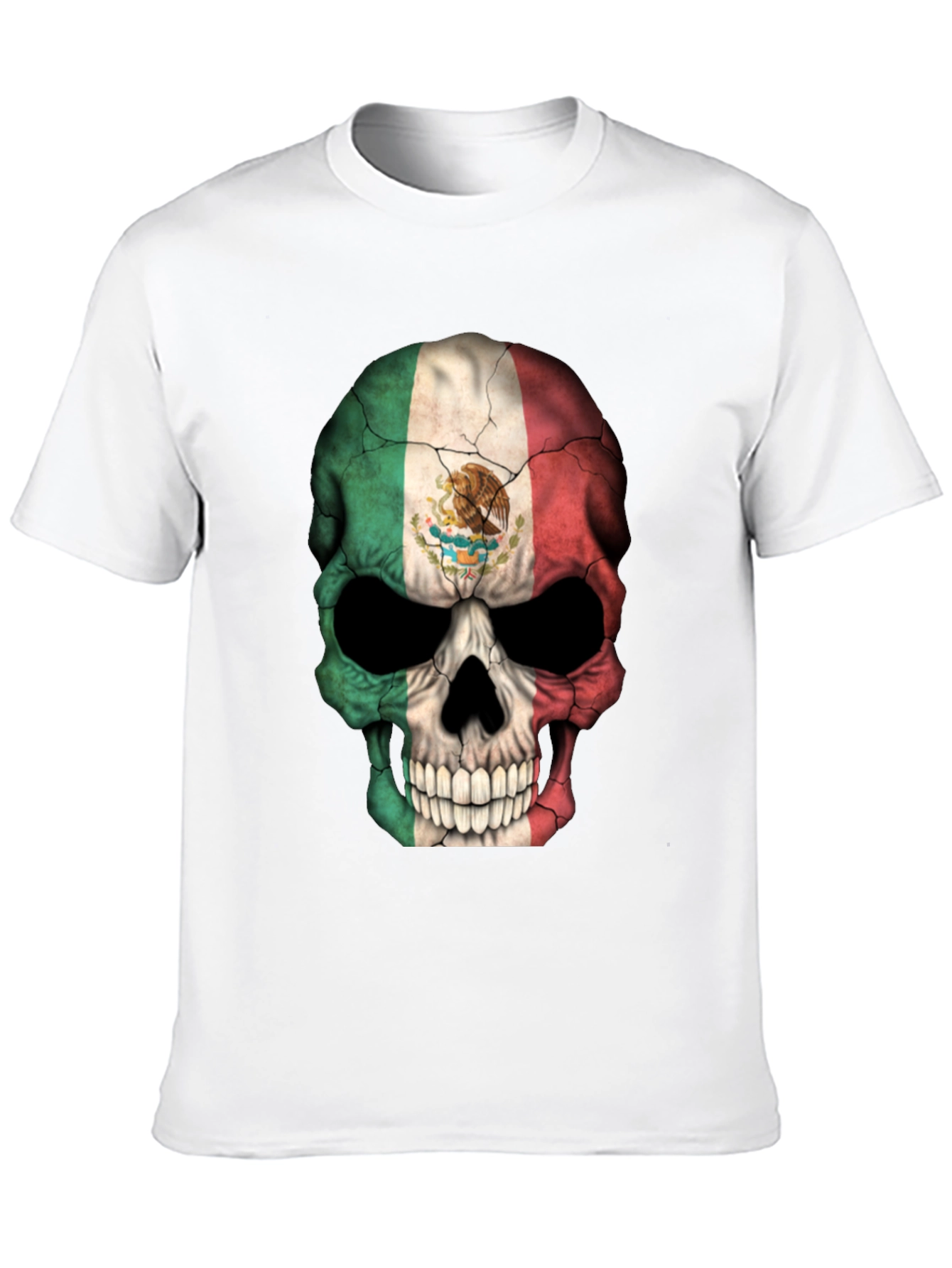Mexican Flag Skull Graphic T-Shirt