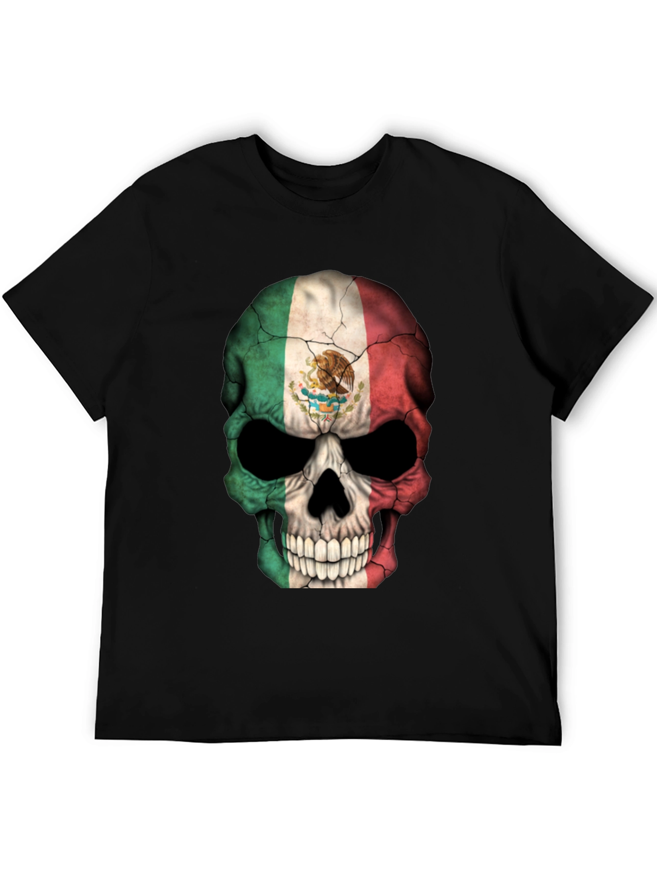 Mexican Flag Skull Graphic T-Shirt