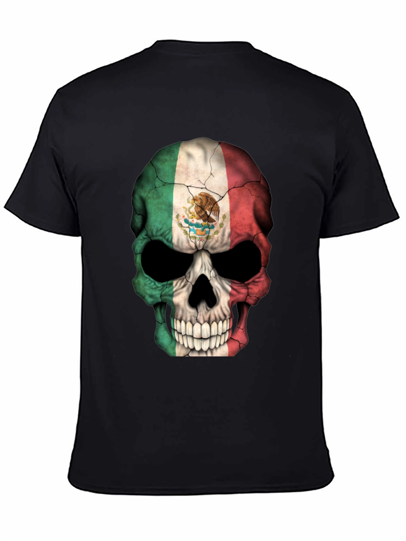 Mexican Flag Skull Graphic T-Shirt