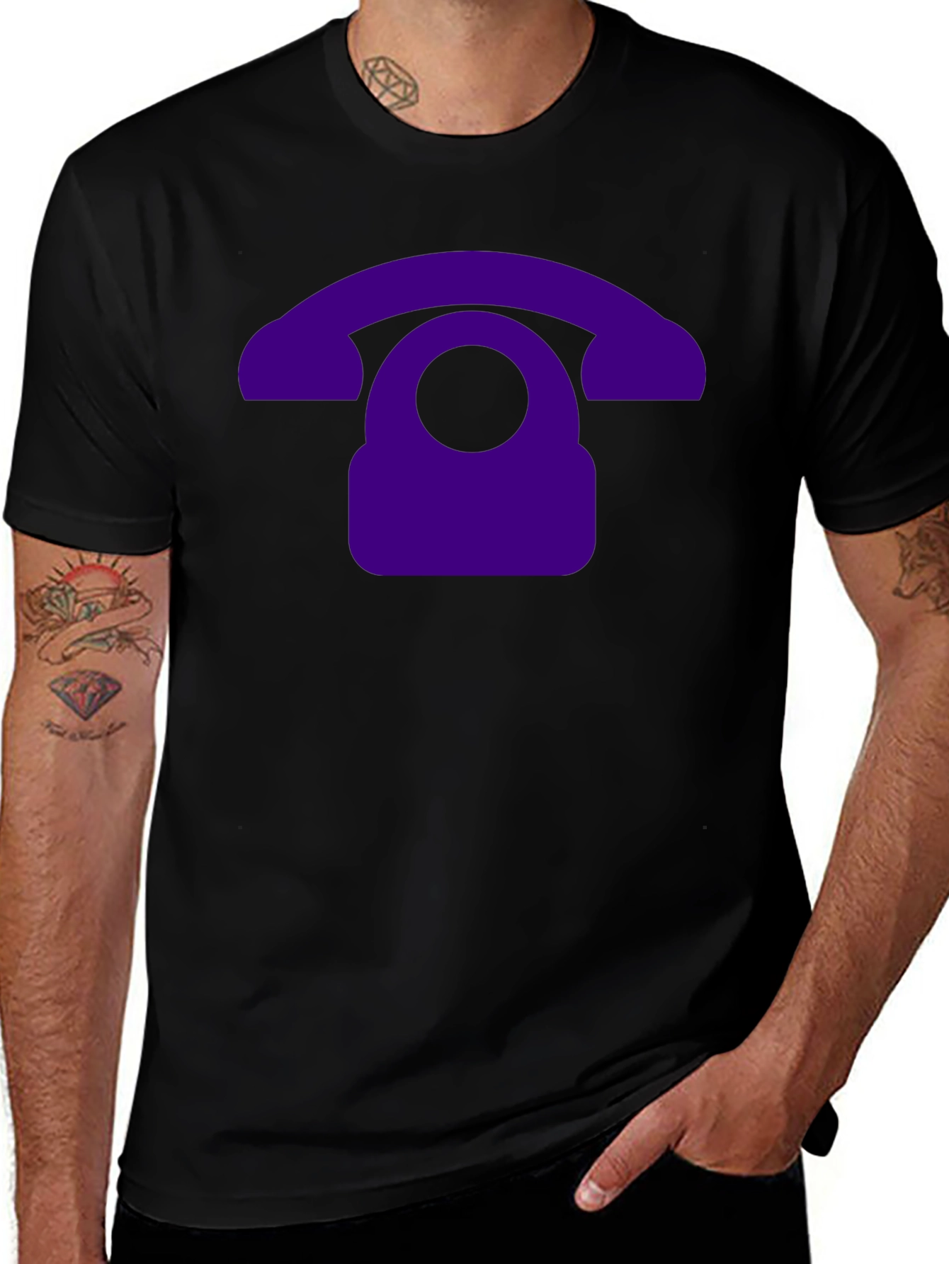 Retro Purple Phone Graphic T-Shirt