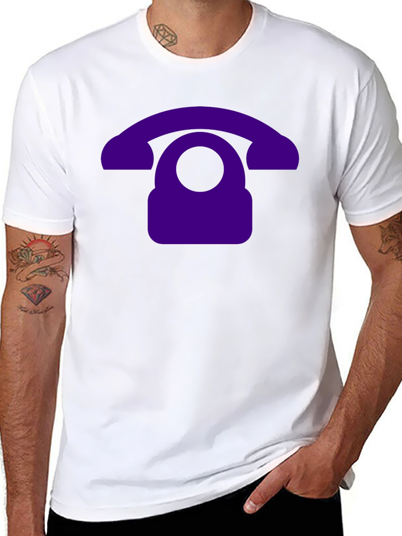 Retro Purple Phone Graphic T-Shirt