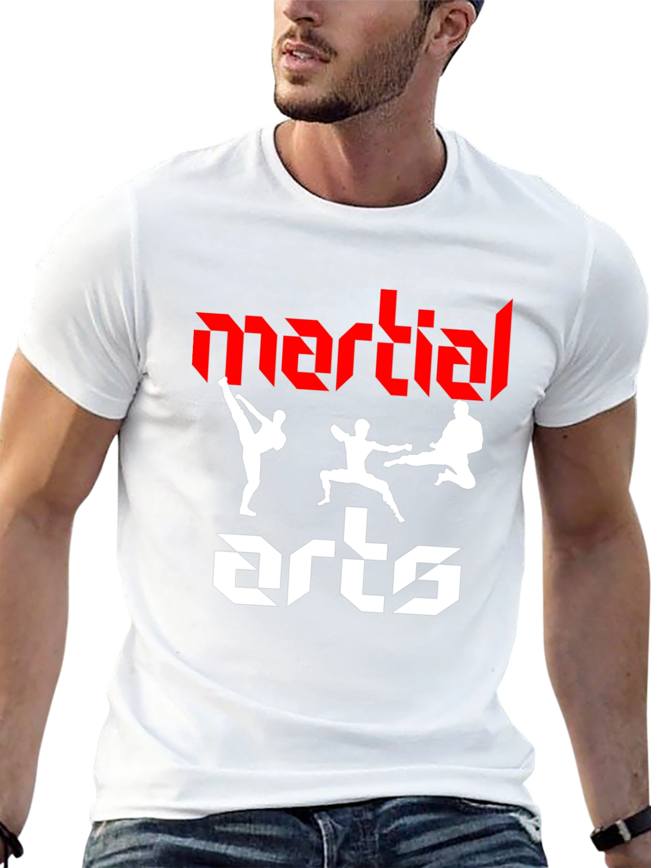 Martial Arts Graphic Tee - Black Cotton T-Shirt