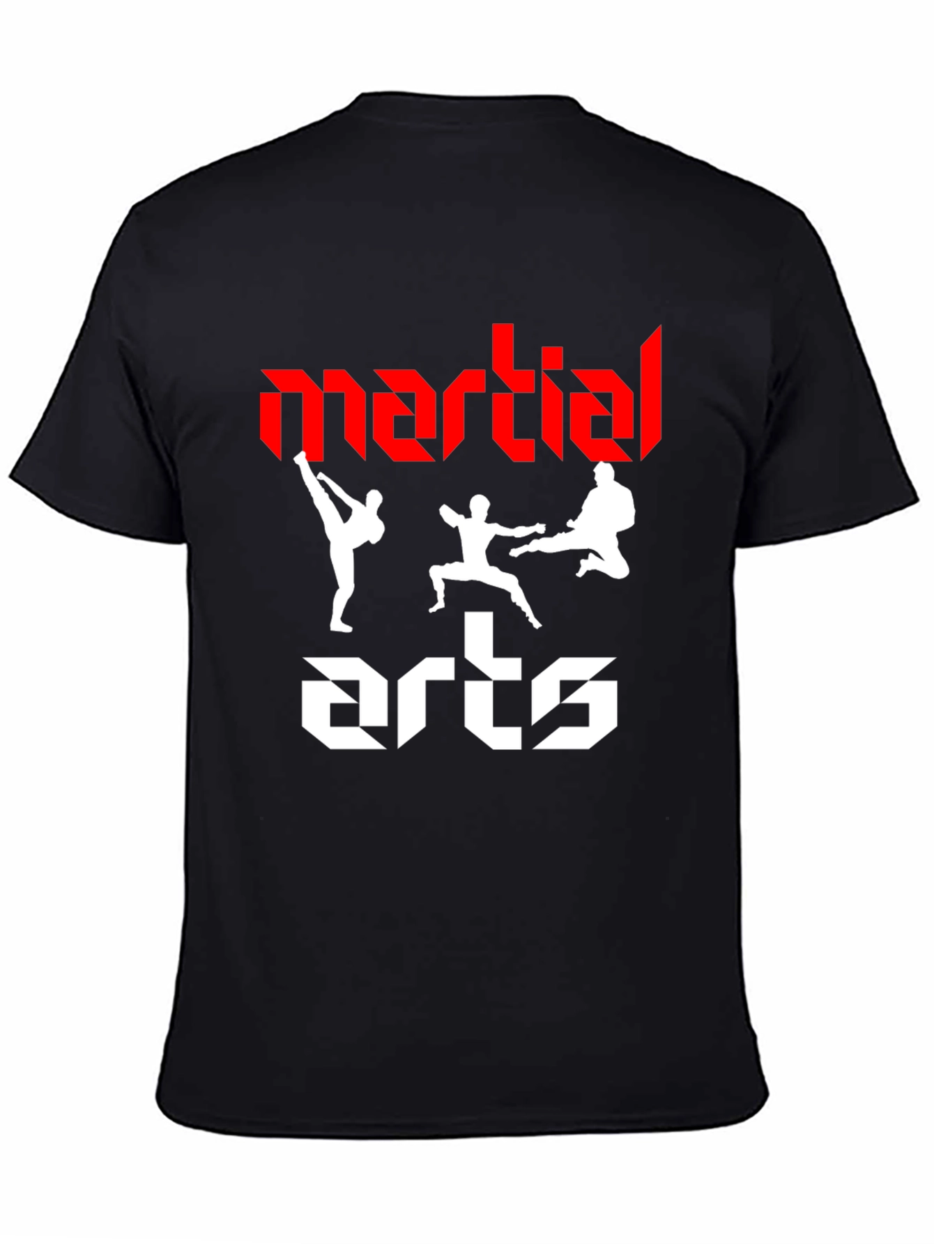 Martial Arts Graphic Tee - Black Cotton T-Shirt