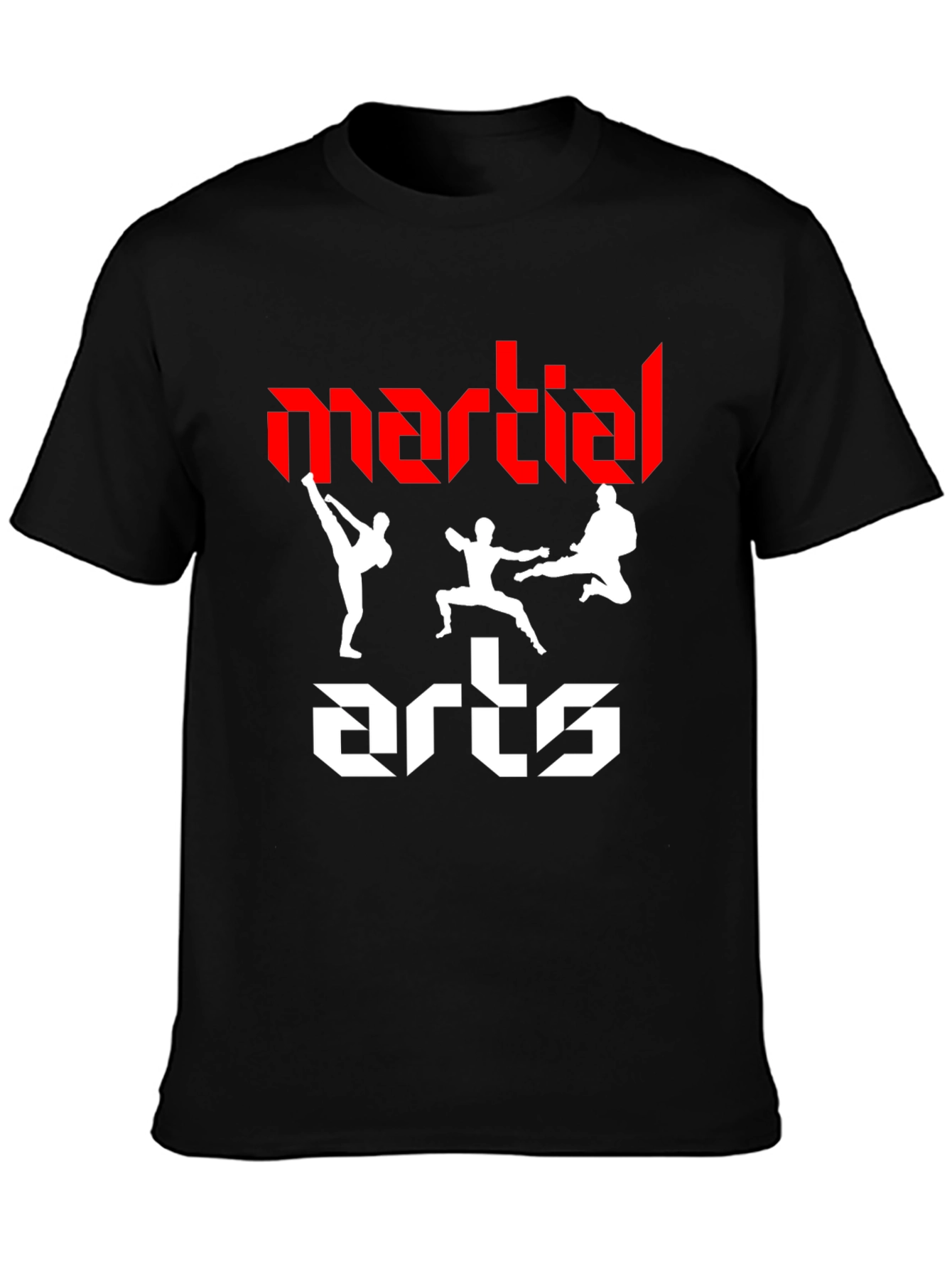 Martial Arts Graphic Tee - Black Cotton T-Shirt