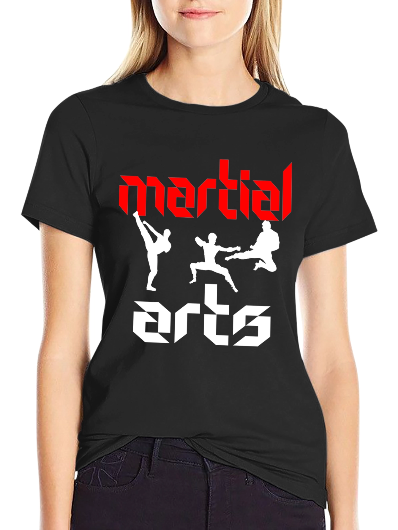 Martial Arts Graphic Tee - Black Cotton T-Shirt