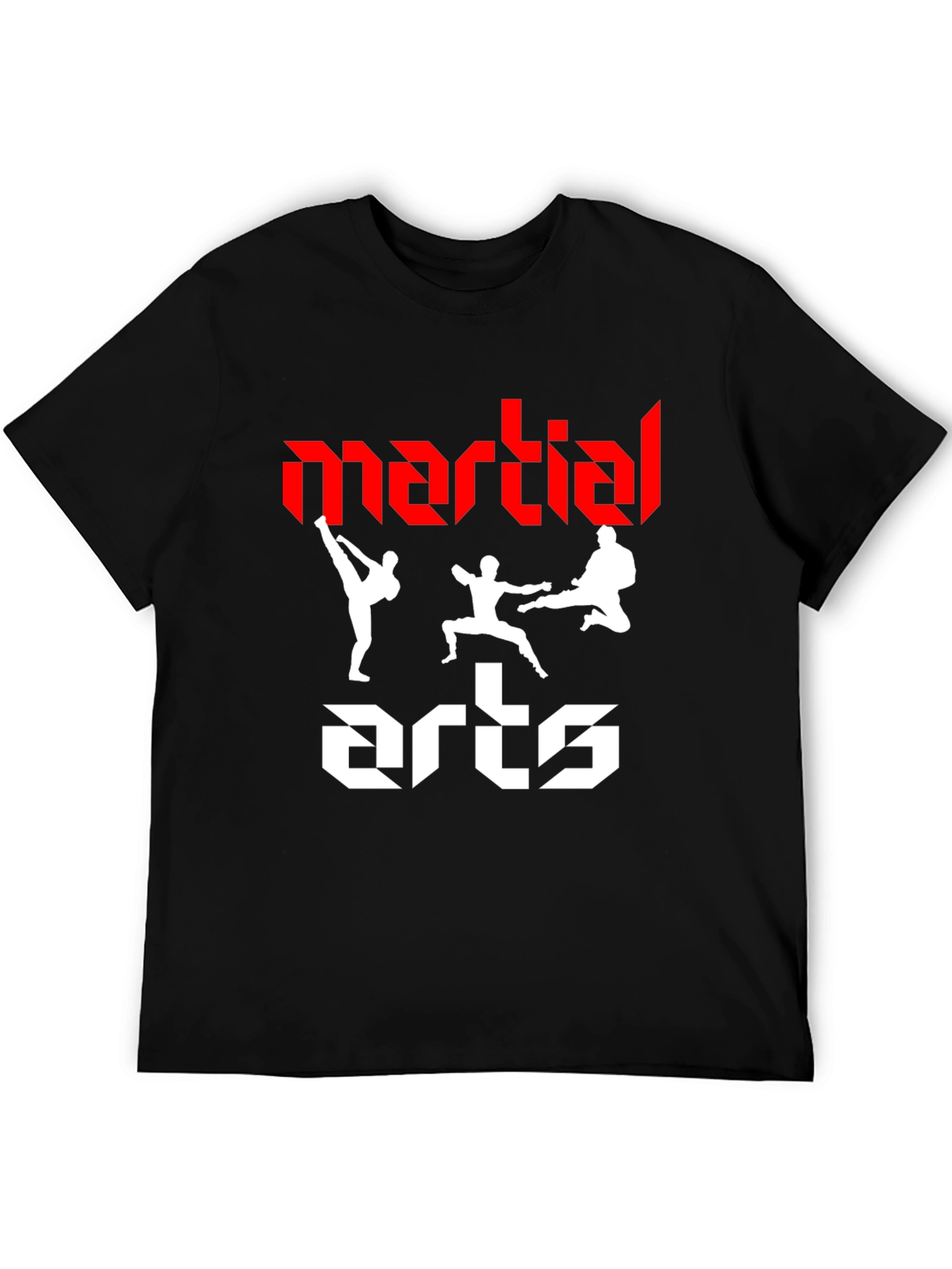 Martial Arts Graphic Tee - Black Cotton T-Shirt