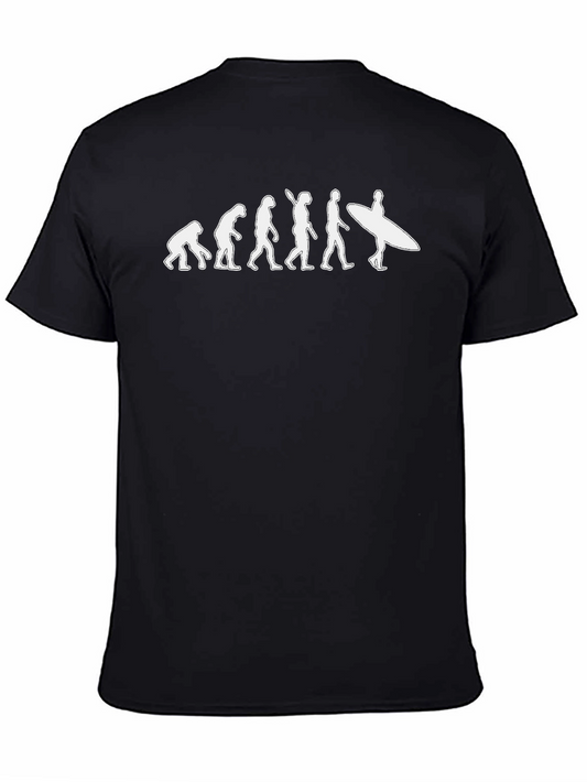 Evolution of Surfing Graphic T-Shirt - Black Cotton Tee
