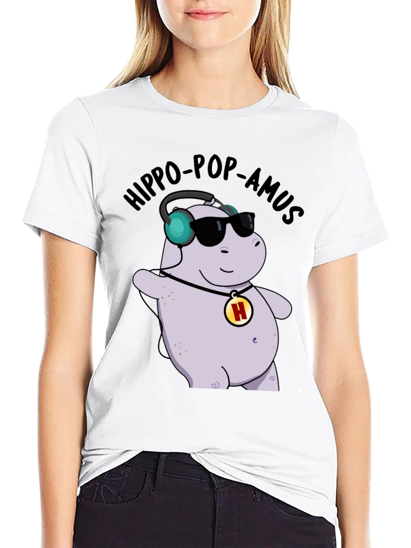 Hippo-Pop-Amus Black Graphic Tee