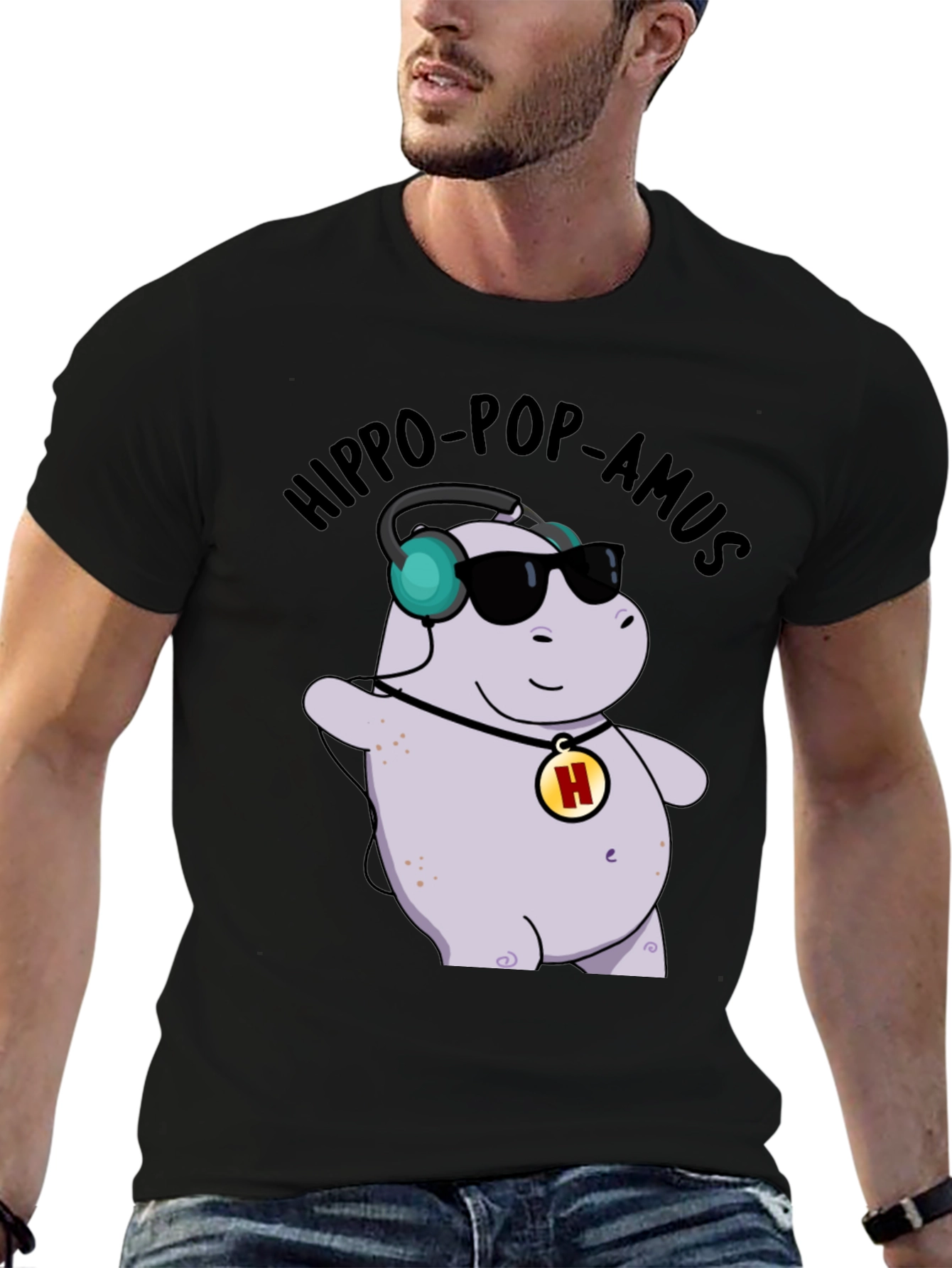 Hippo-Pop-Amus Black Graphic Tee