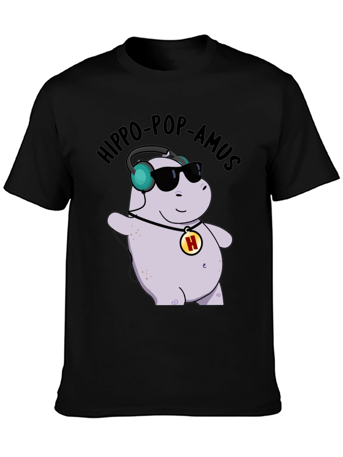 Hippo-Pop-Amus Black Graphic Tee