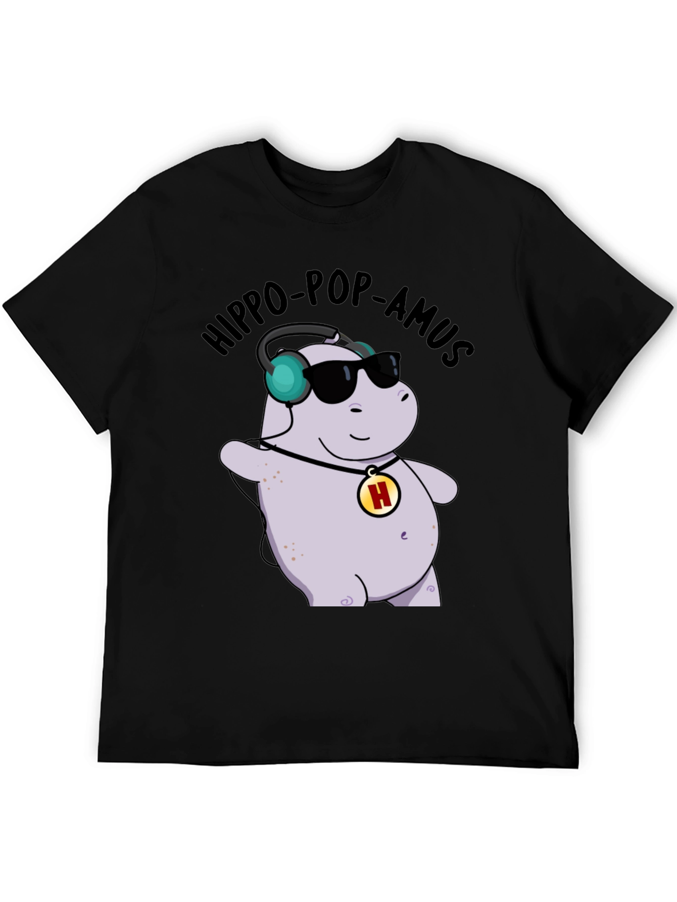 Hippo-Pop-Amus Black Graphic Tee