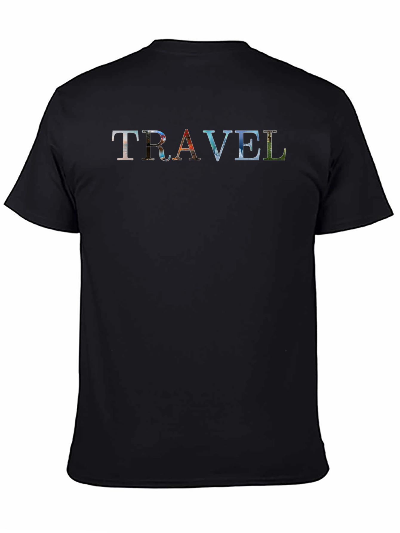 Travel Graphic Print Black T-Shirt