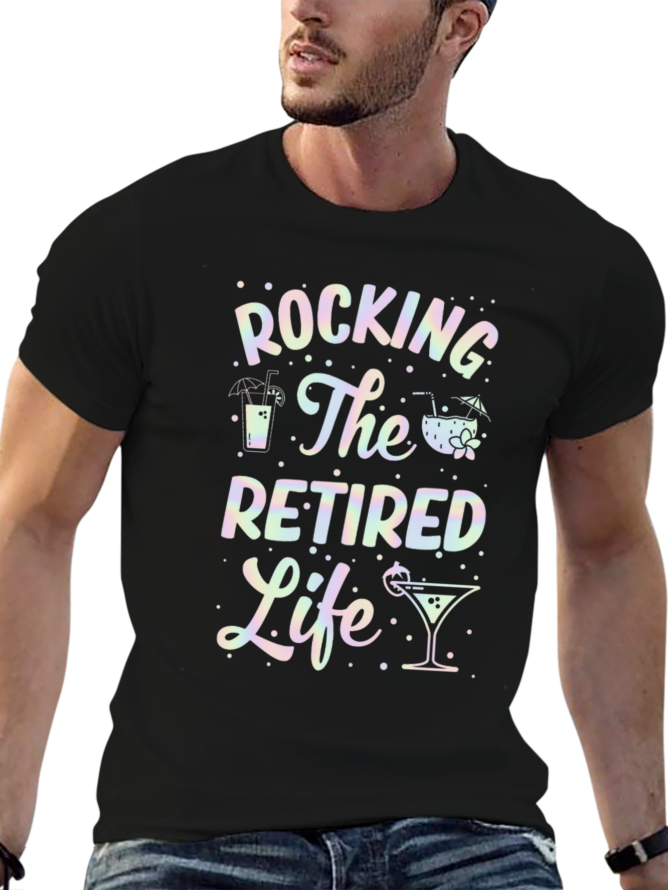 Rocking The Retired Life T-Shirt - Black Graphic Tee
