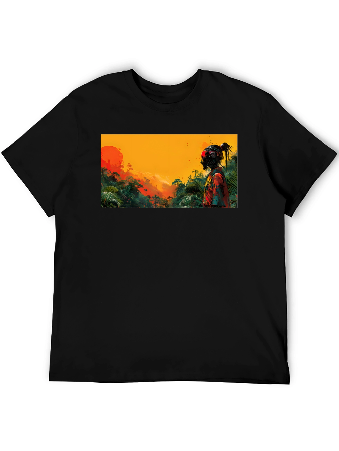 Jungle Sunset Graphic Tee - Unique Design Soft Cotton