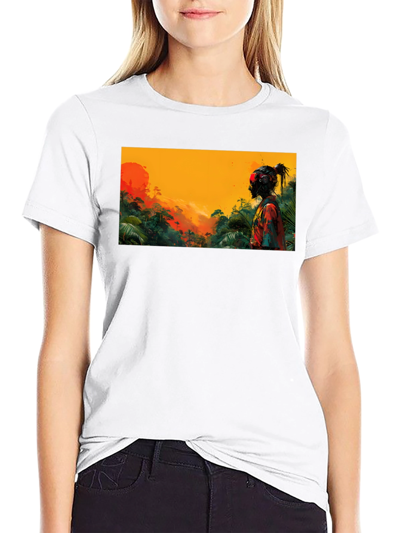 Jungle Sunset Graphic Tee - Unique Design Soft Cotton