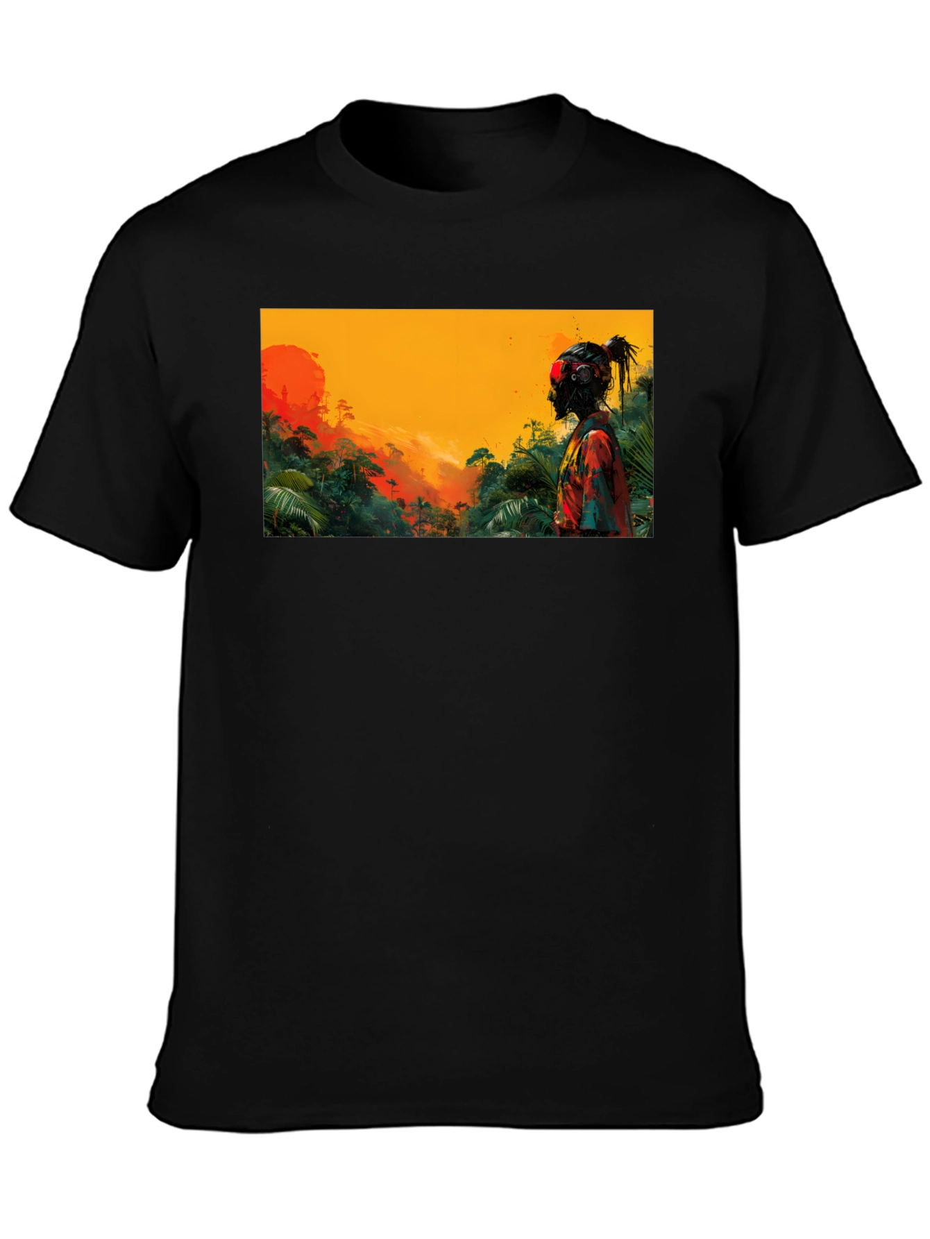 Jungle Sunset Graphic Tee - Unique Design Soft Cotton