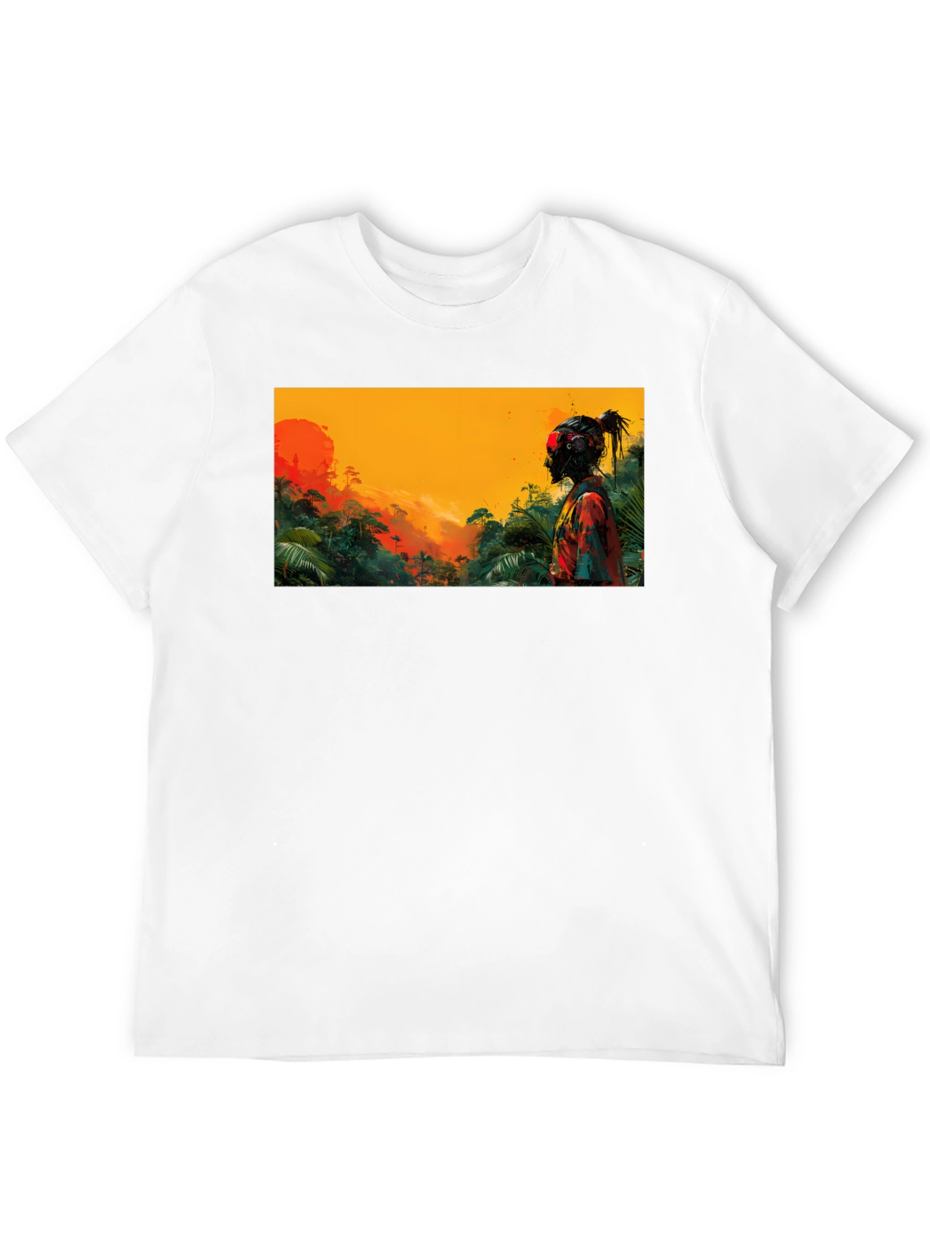 Jungle Sunset Graphic Tee - Unique Design Soft Cotton