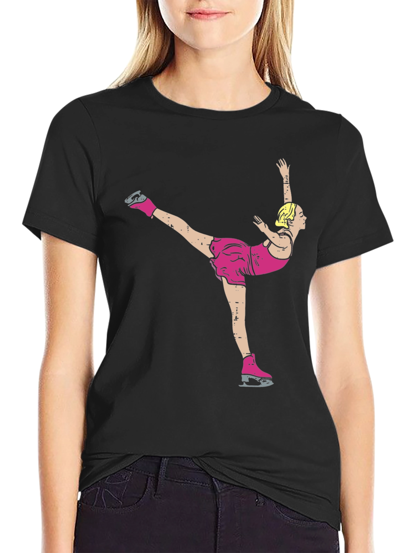 Figure Skater Graphic T-Shirt - Black