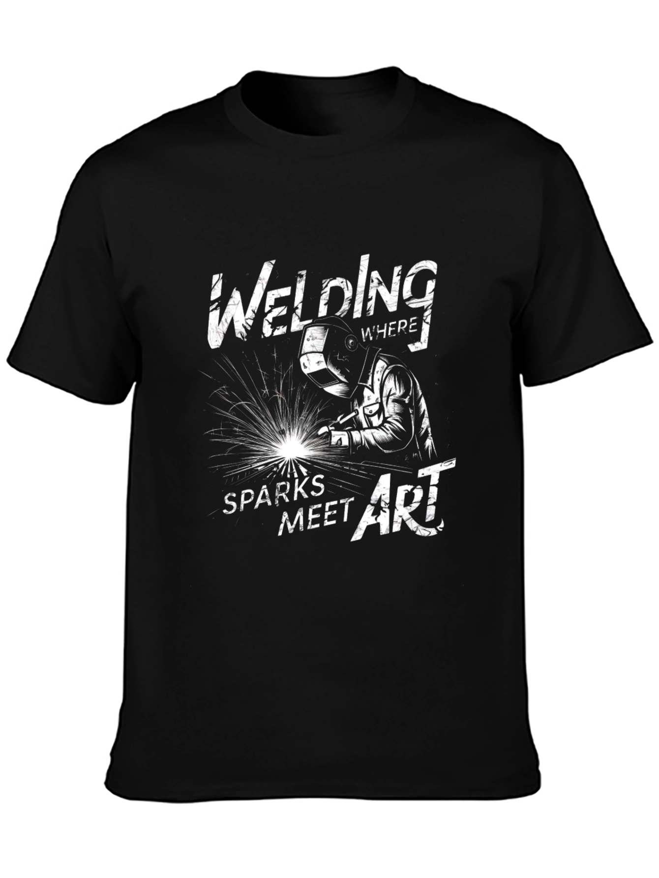 Welding Sparks Meet Art Black T-Shirt