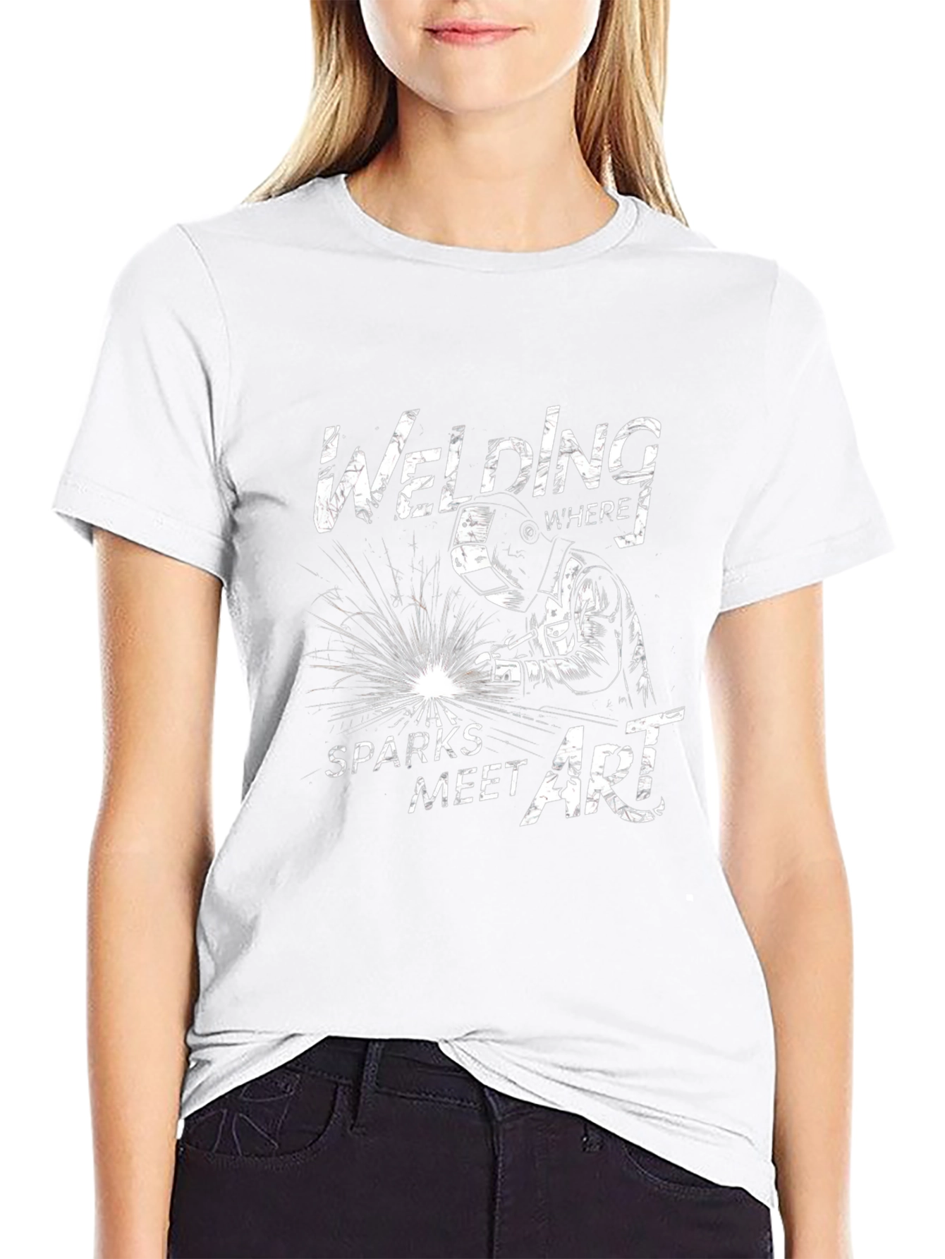 Welding Sparks Meet Art Black T-Shirt