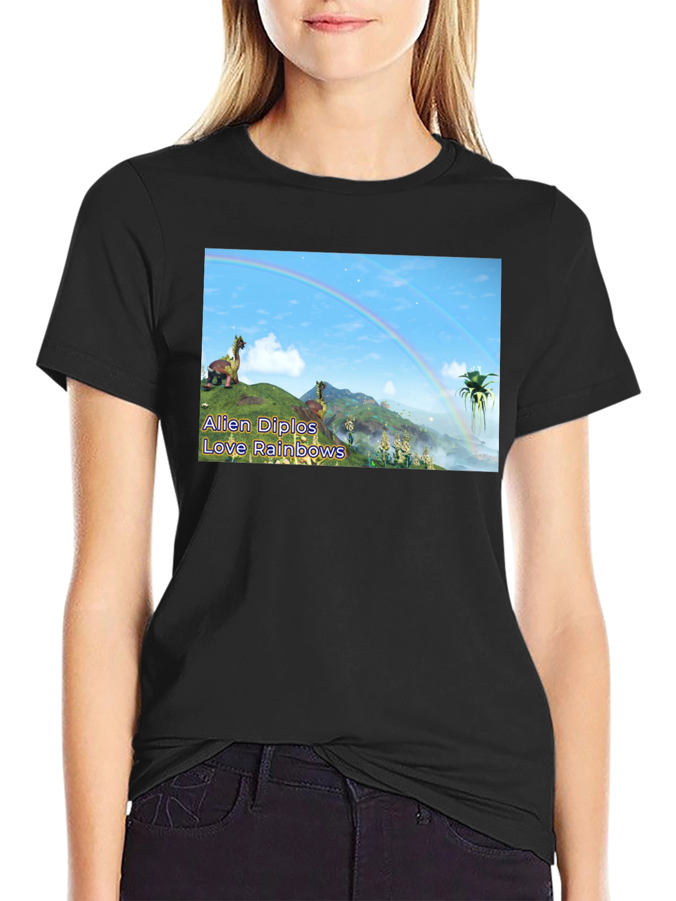 Alien Diplos Love Rainbows Graphic T-Shirt
