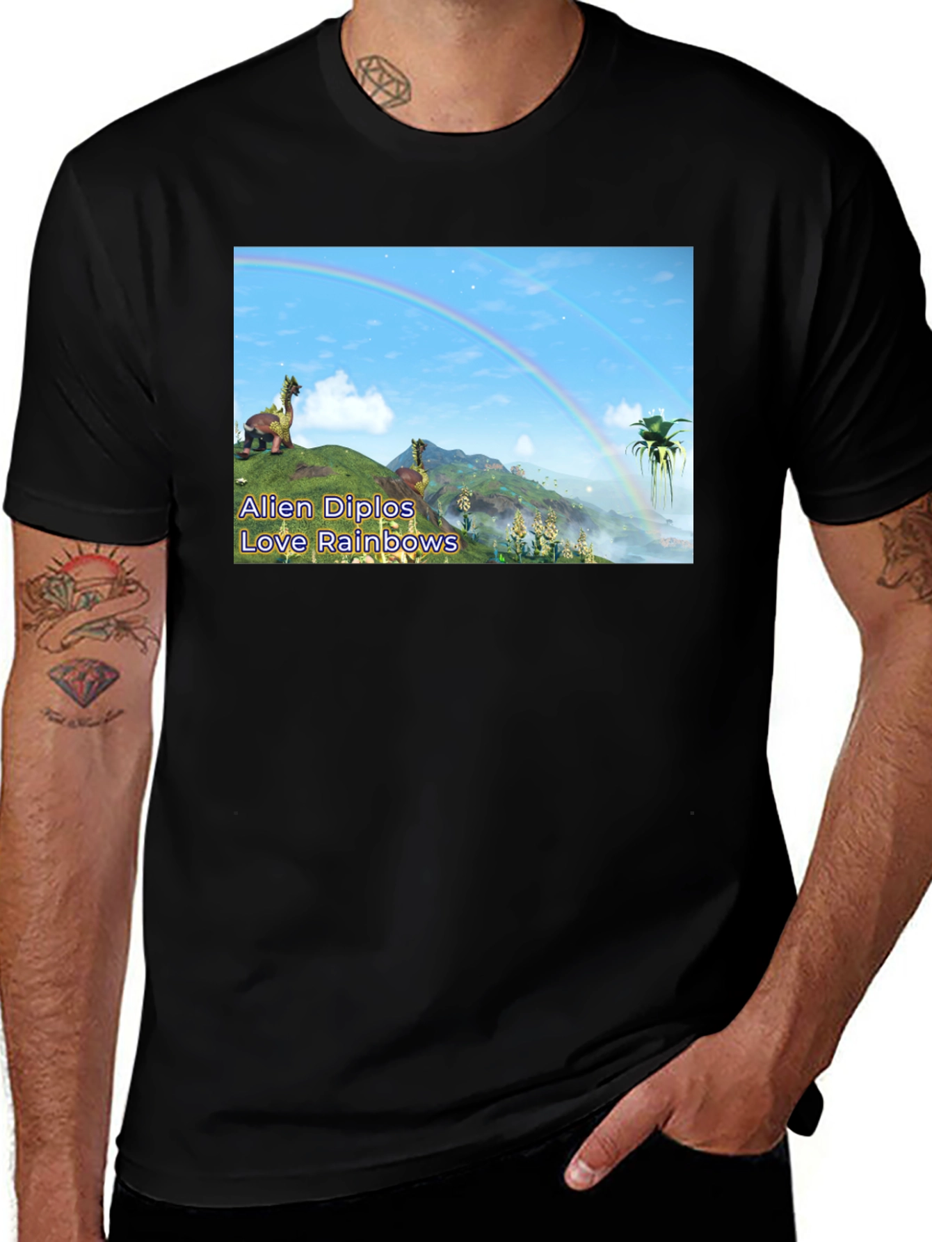 Alien Diplos Love Rainbows Graphic T-Shirt