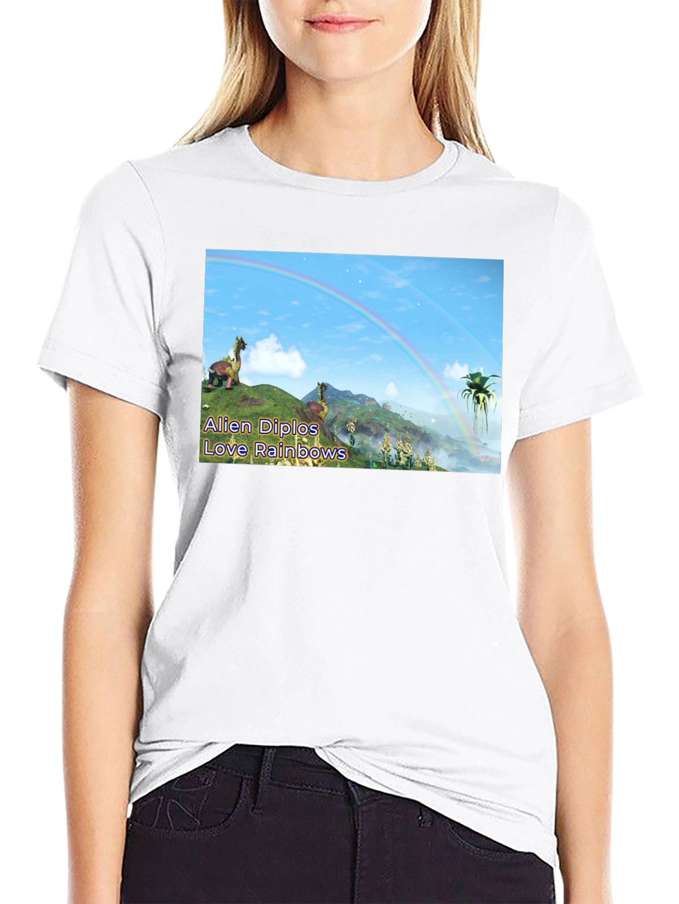 Alien Diplos Love Rainbows Graphic T-Shirt