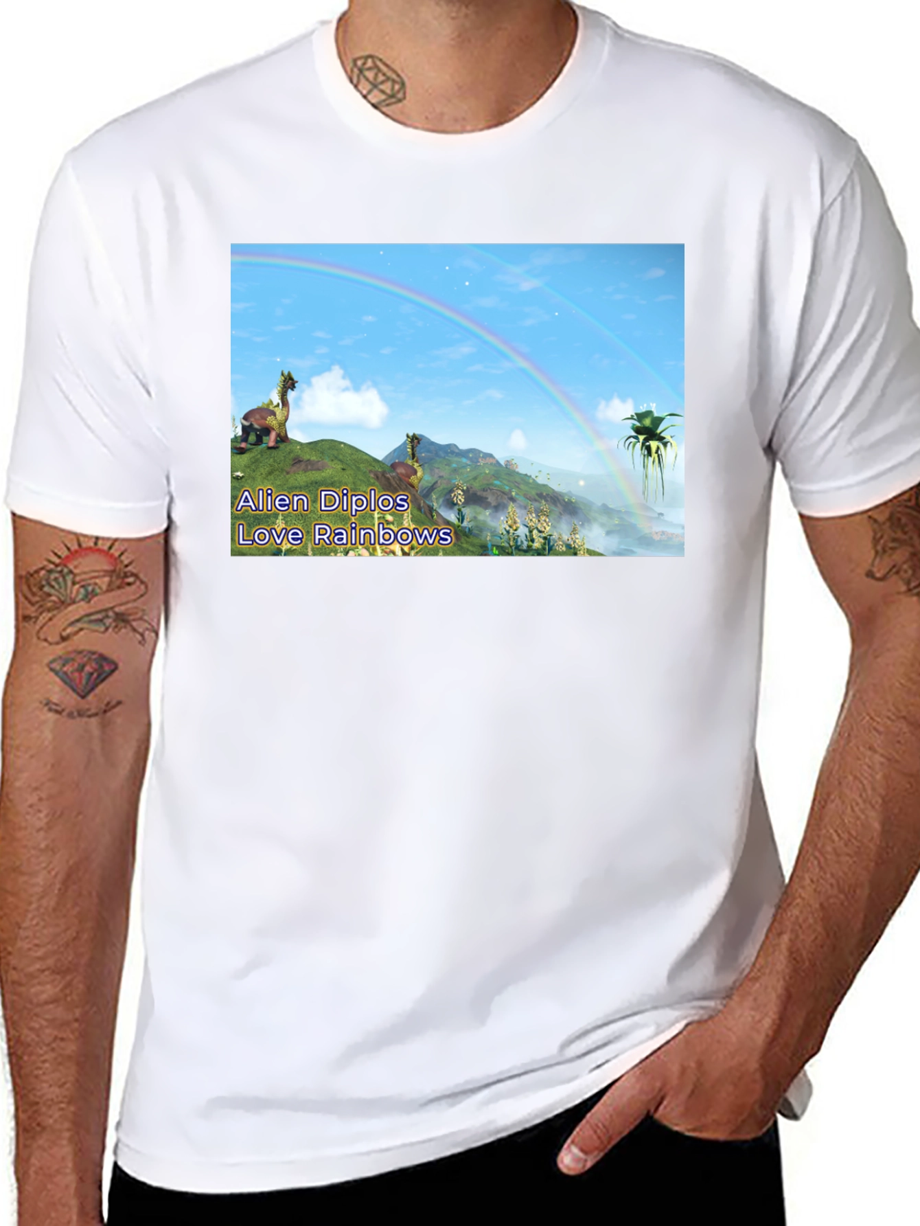 Alien Diplos Love Rainbows Graphic T-Shirt