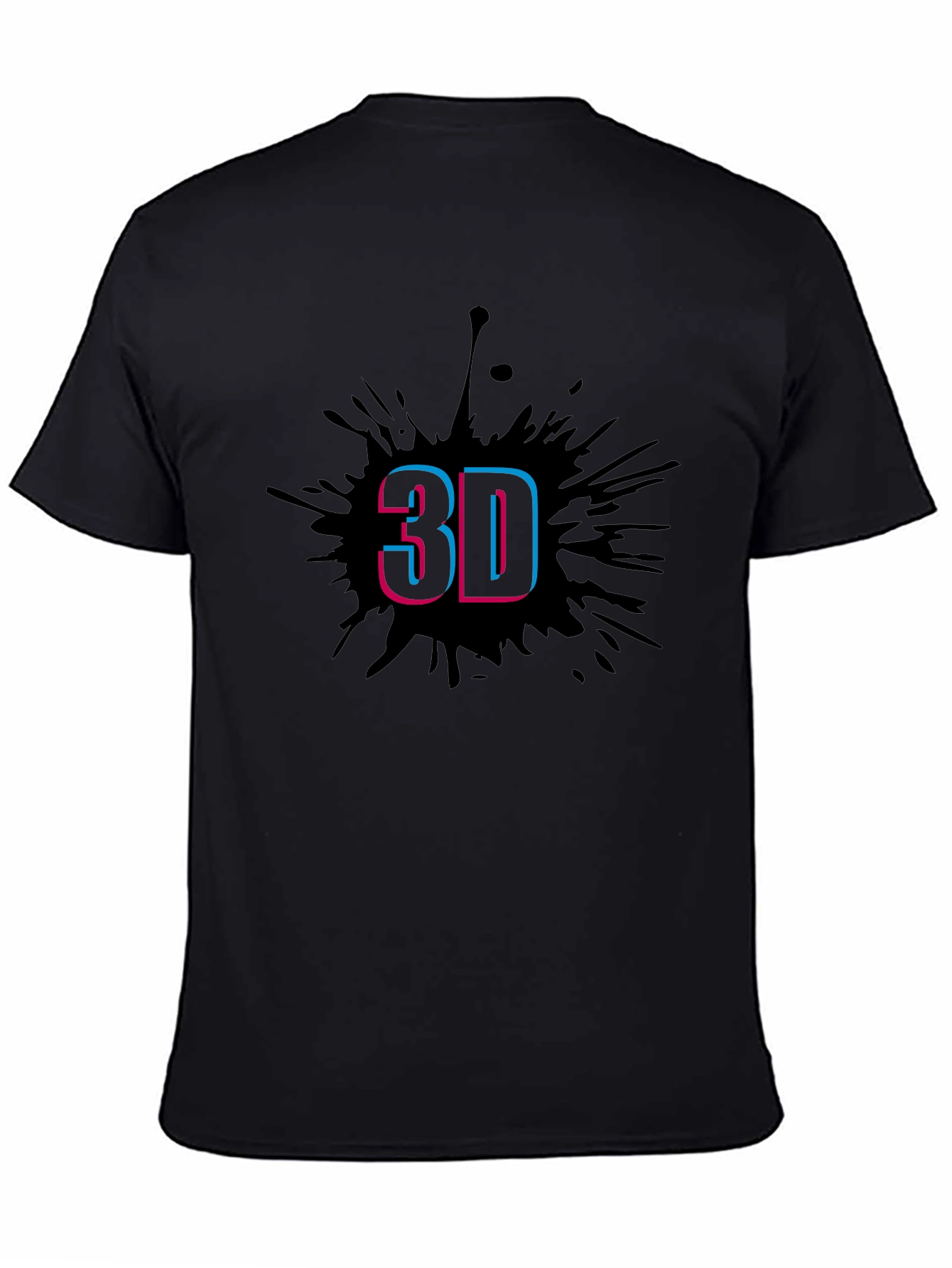 Stylish Mens Black T-Shirt with 3D Splash Design