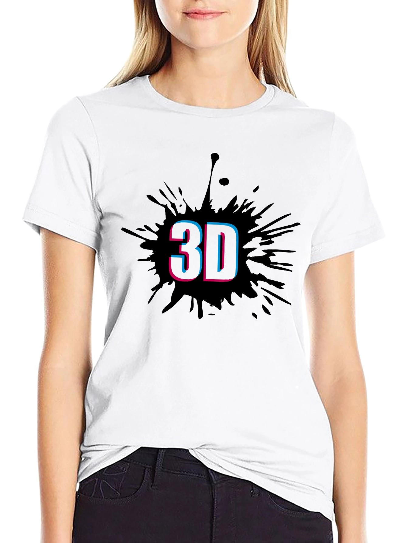 Stylish Mens Black T-Shirt with 3D Splash Design