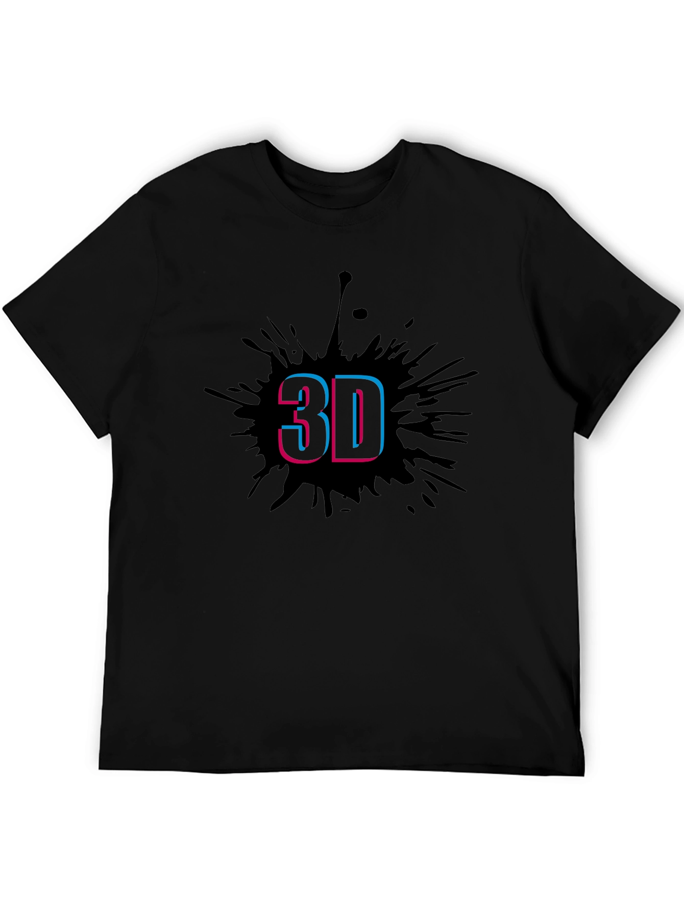 Stylish Mens Black T-Shirt with 3D Splash Design