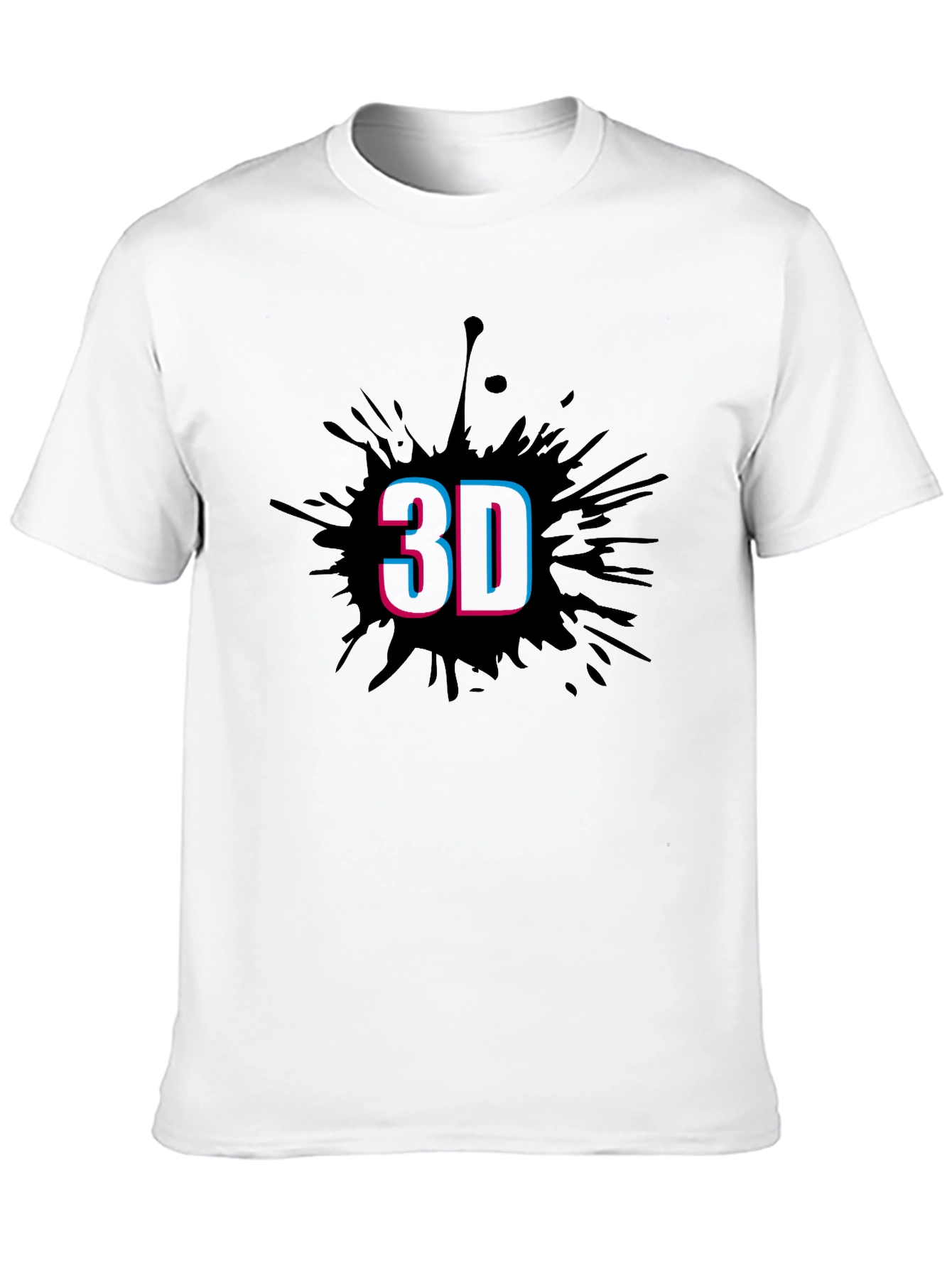 Stylish Mens Black T-Shirt with 3D Splash Design