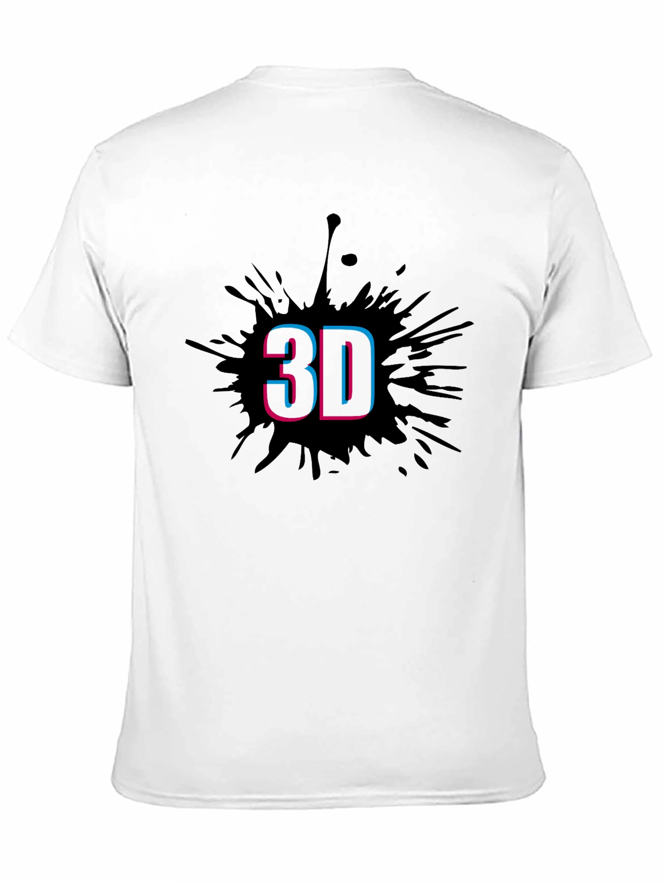 Stylish Mens Black T-Shirt with 3D Splash Design