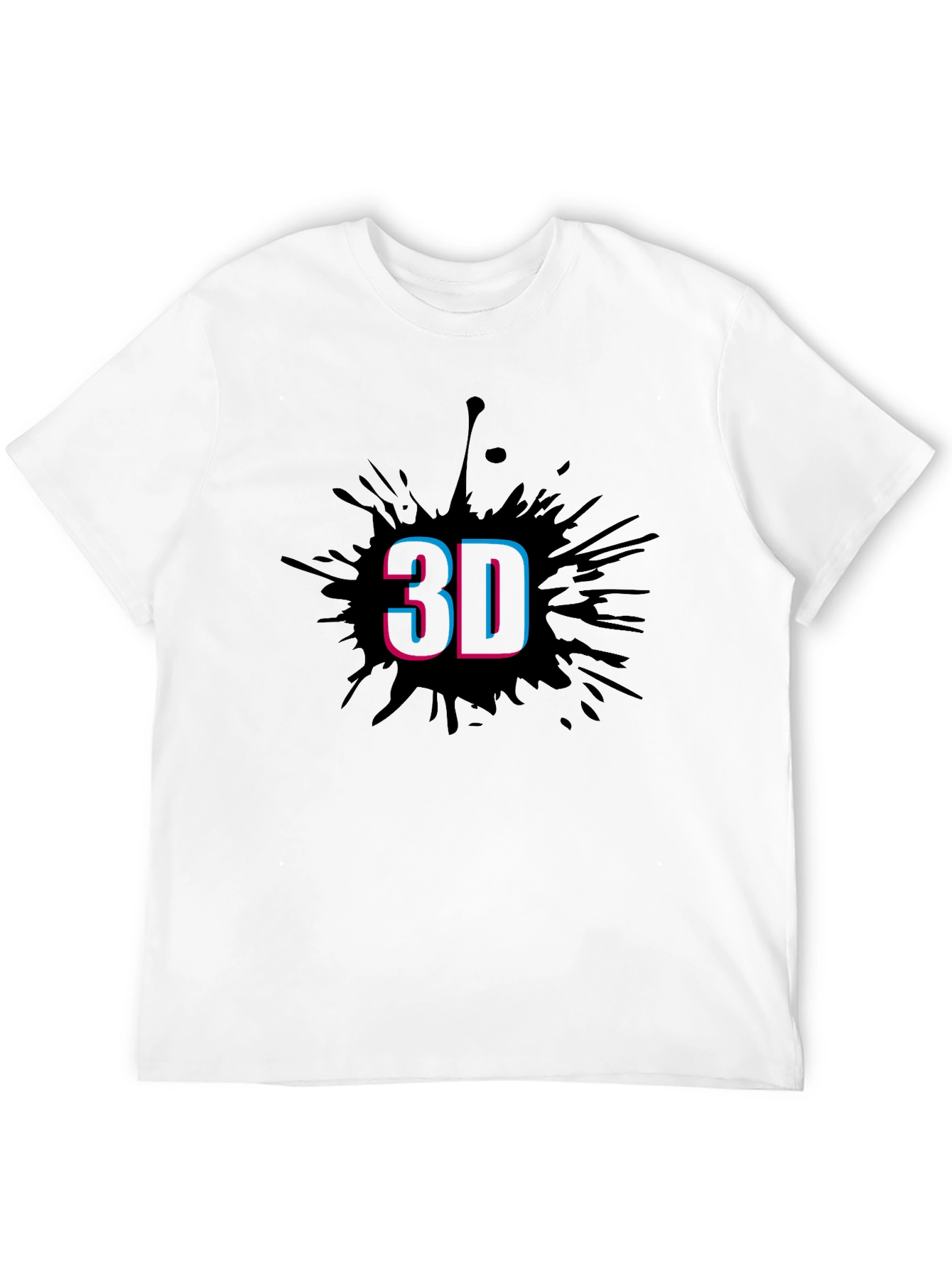 Stylish Mens Black T-Shirt with 3D Splash Design
