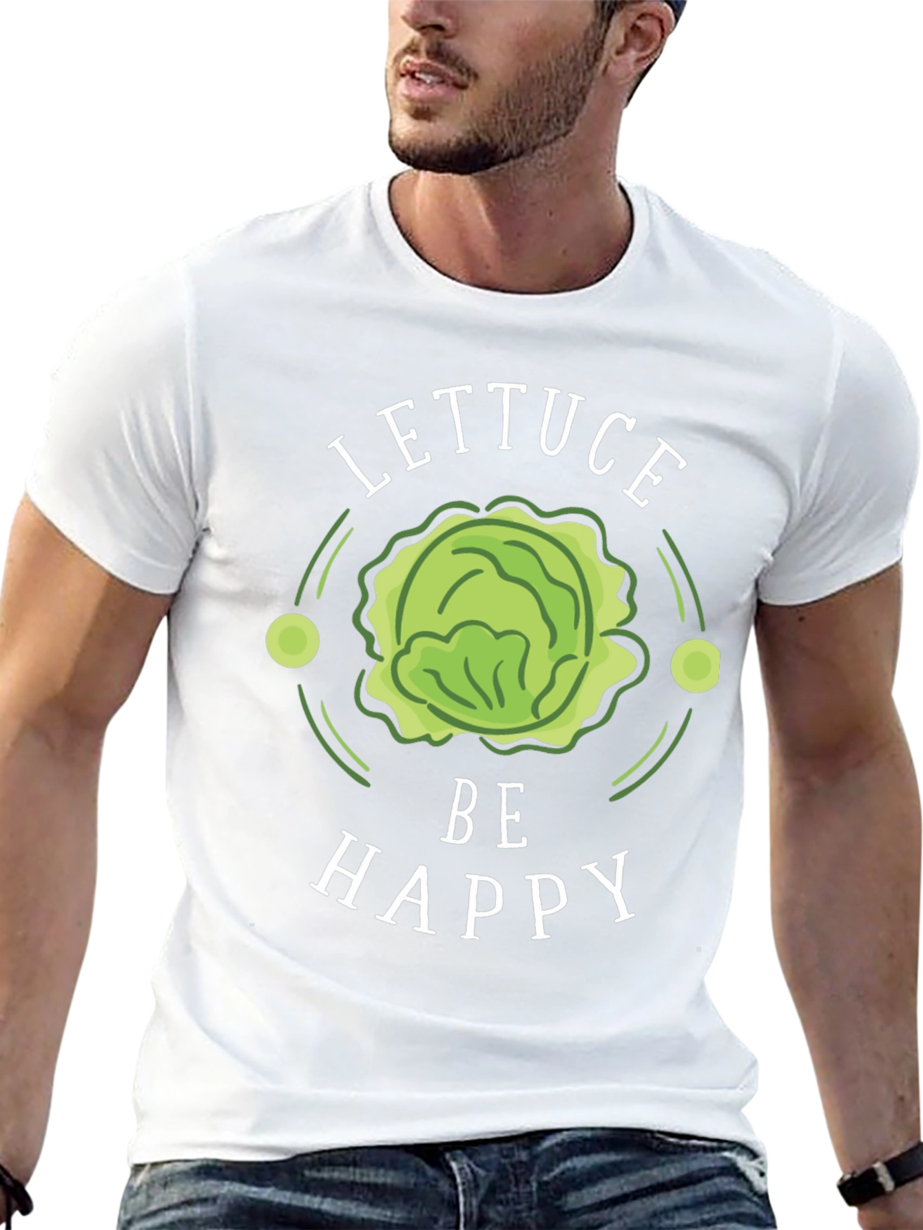 Lettuce Be Happy Graphic Tee - Fun Veggie T-Shirt