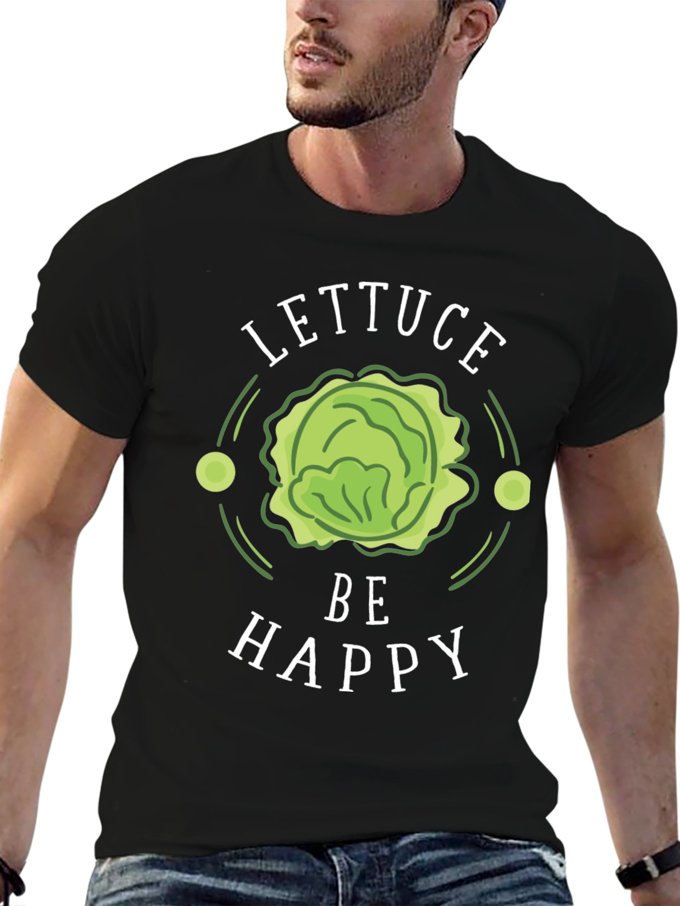 Lettuce Be Happy Graphic Tee - Fun Veggie T-Shirt