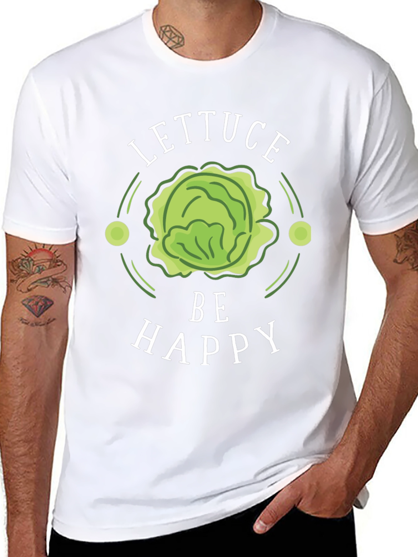 Lettuce Be Happy Graphic Tee - Fun Veggie T-Shirt