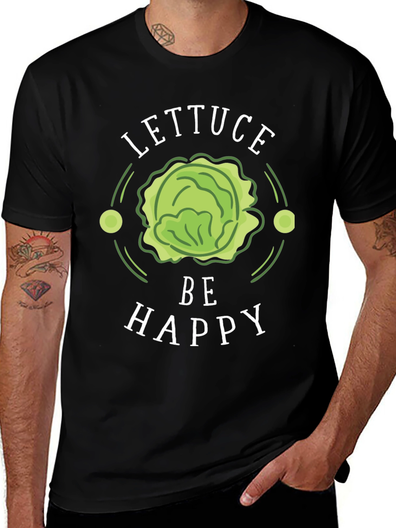 Lettuce Be Happy Graphic Tee - Fun Veggie T-Shirt