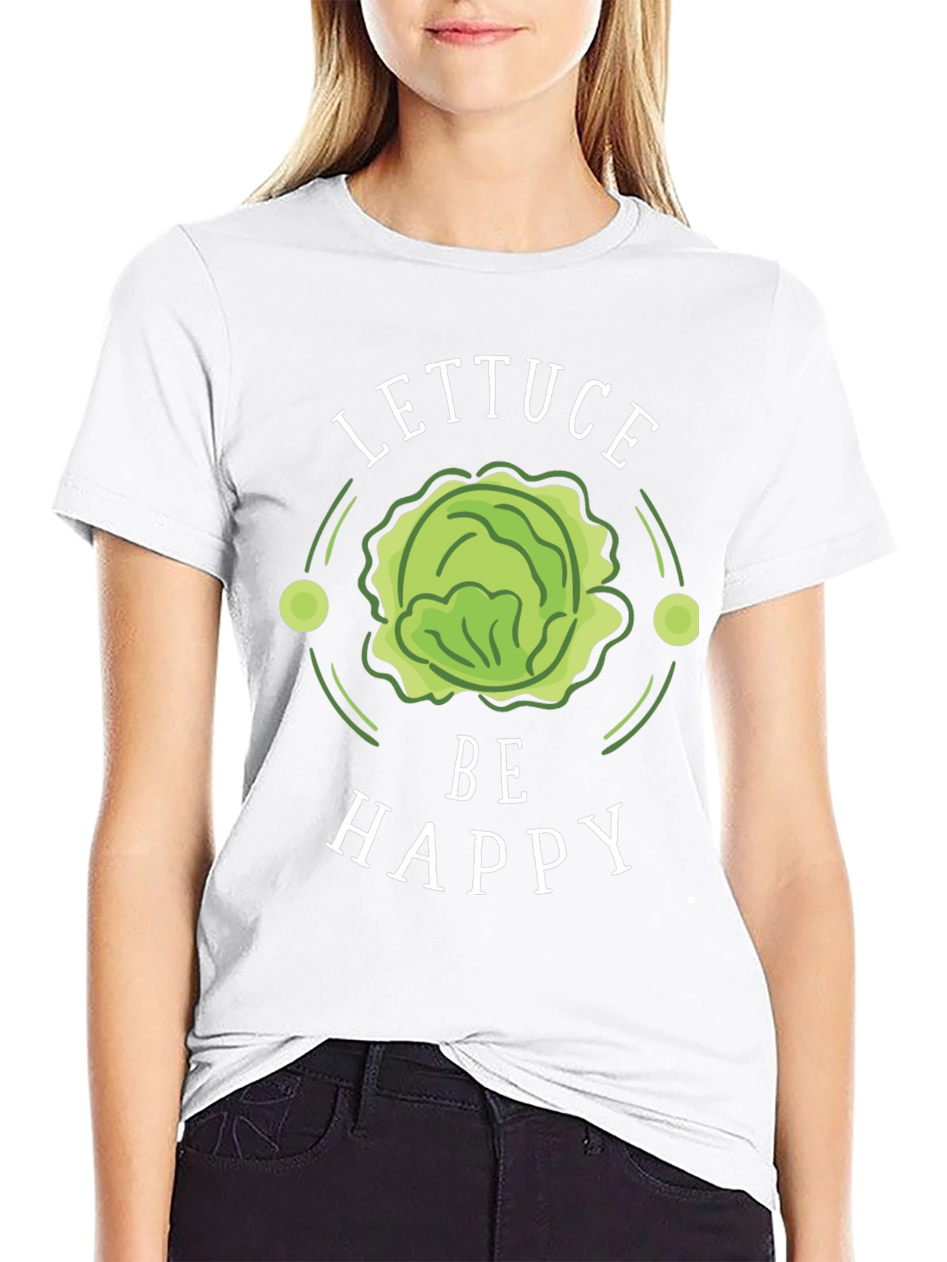 Lettuce Be Happy Graphic Tee - Fun Veggie T-Shirt