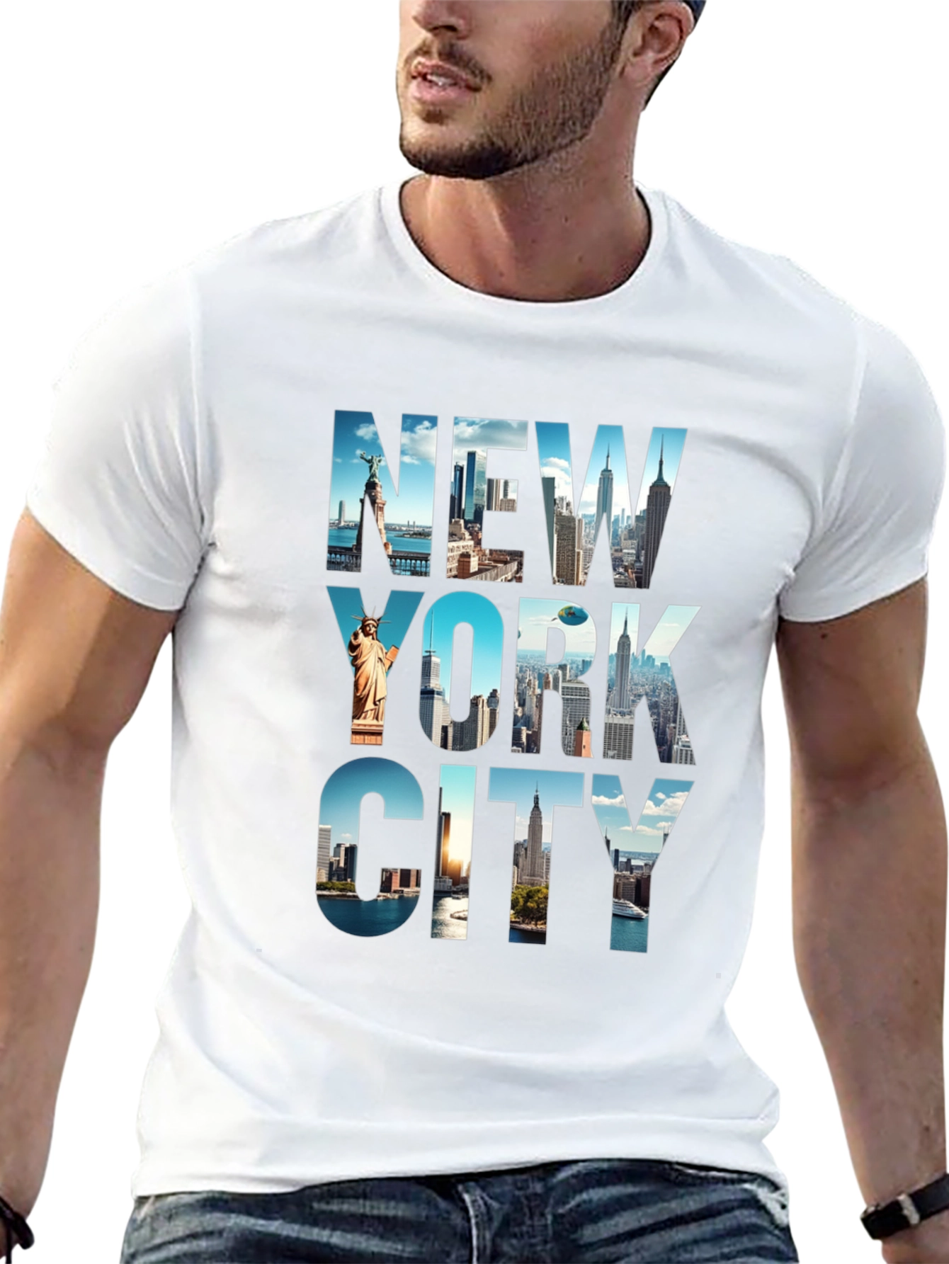 New York City Skyline Graphic Print T-Shirt