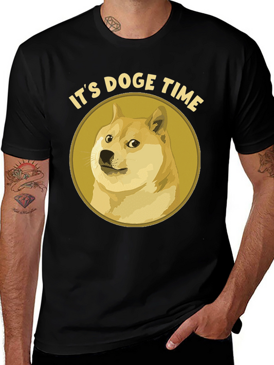 Its Doge Time! Black Crew Neck T-Shirt
